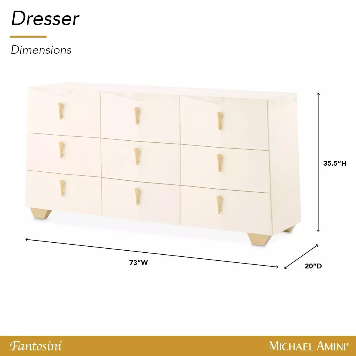 Fantosini Creamy Pearl 9 Drawer Dresser
