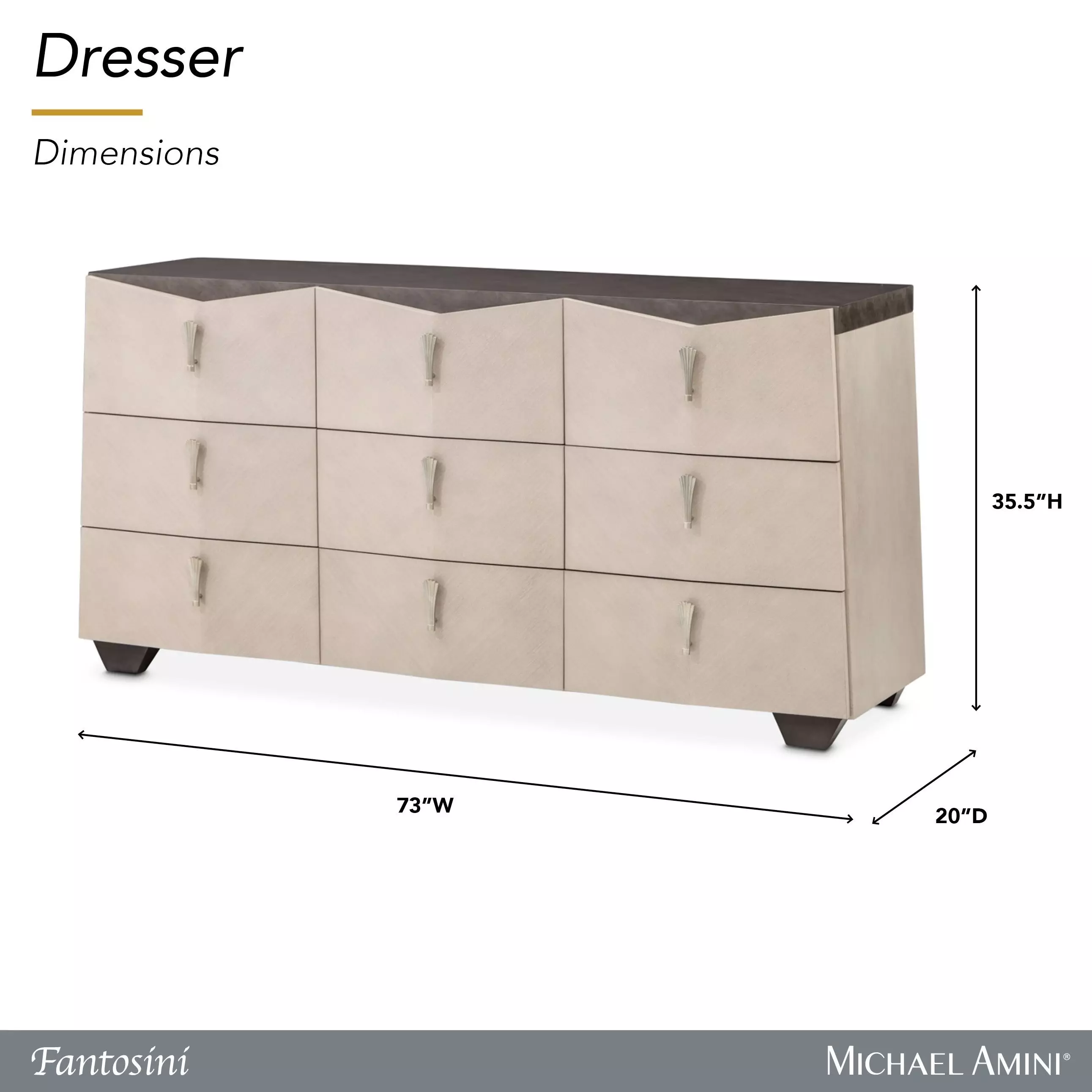 Fantosini Silver Mist 9 Drawer Dresser