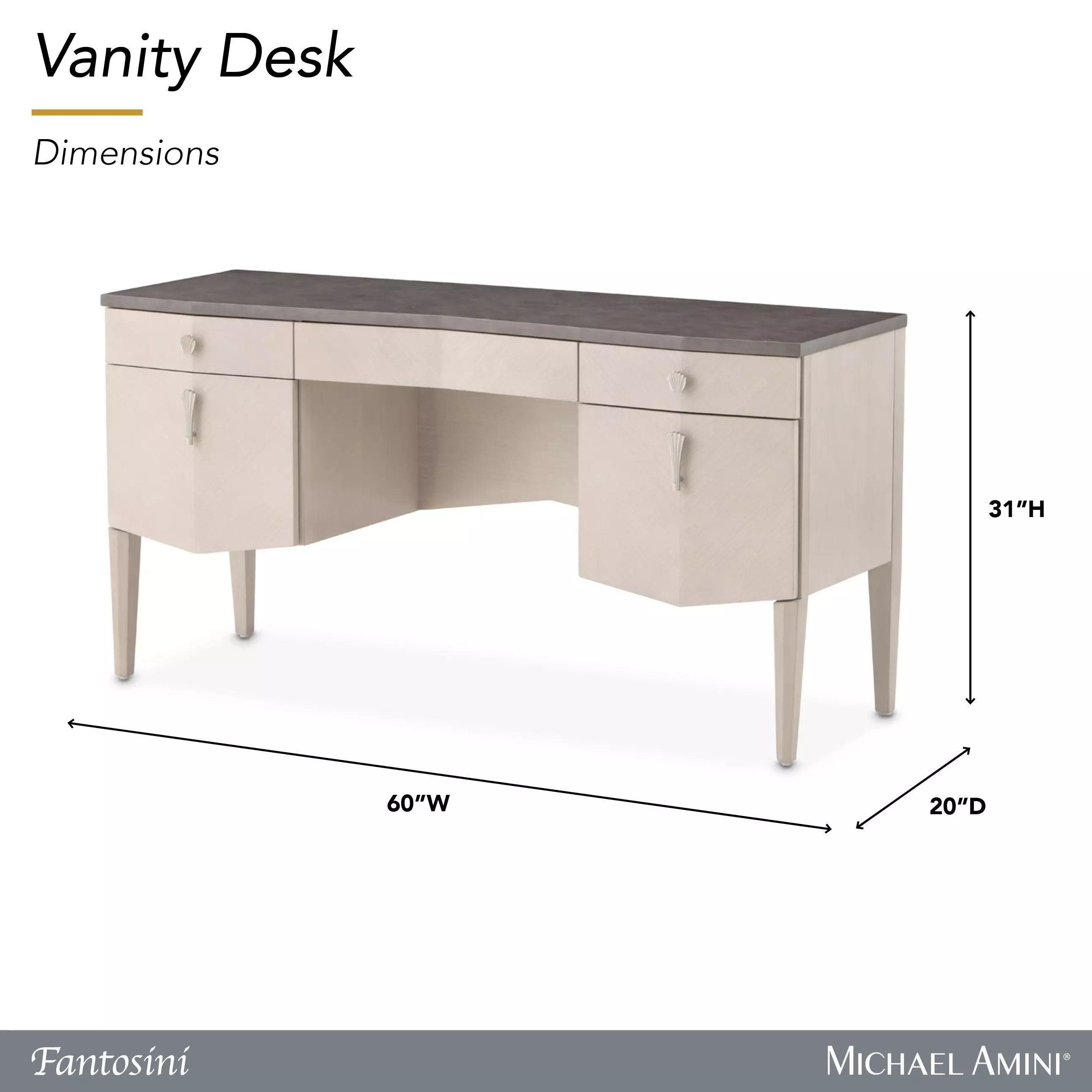 Fantosini Silver Mist Vanity Desk