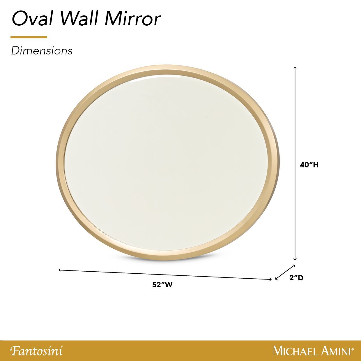 Fantosini Gold Oval Wall Mirror