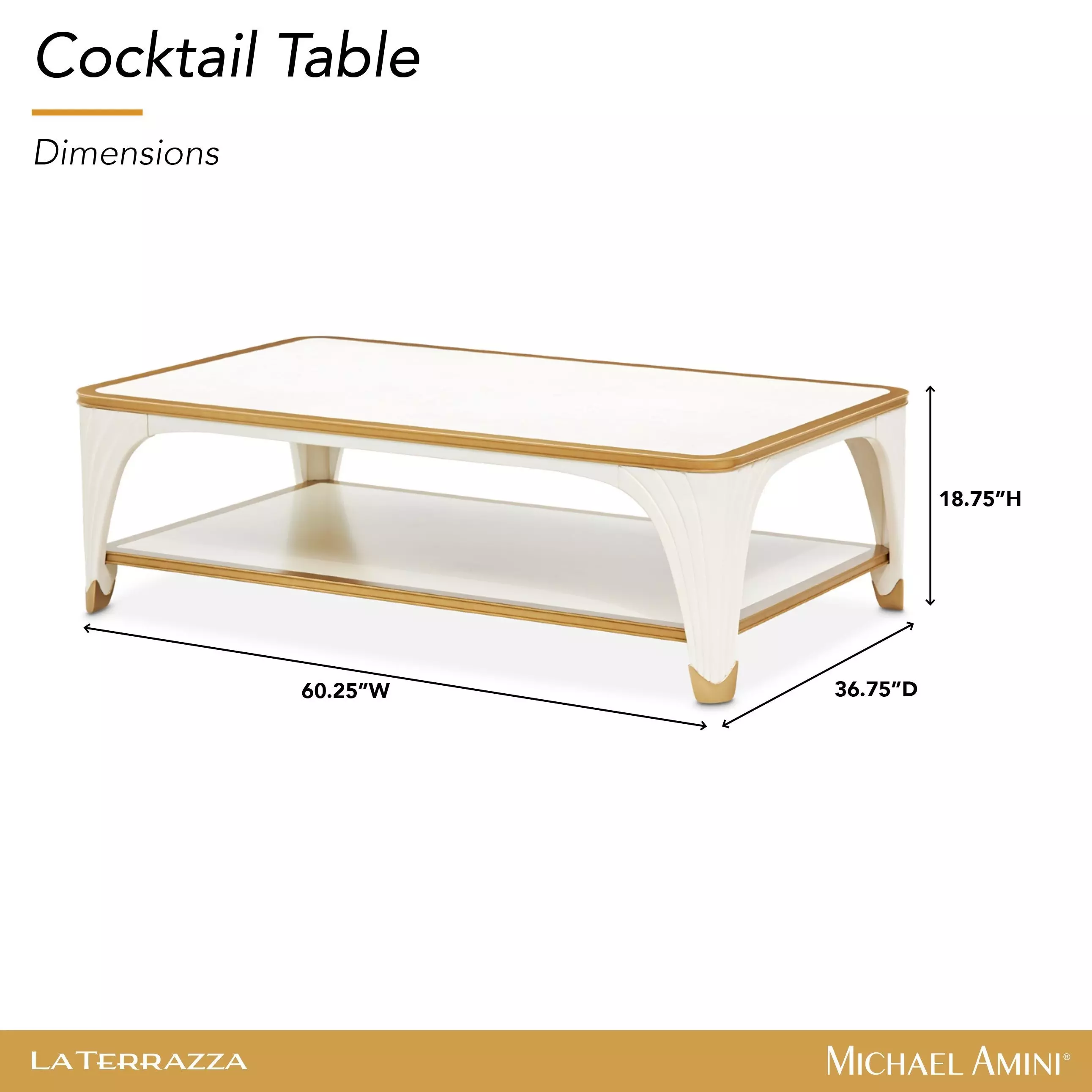 La Terrazza Creamy Pearl Rectangular Cocktail Table