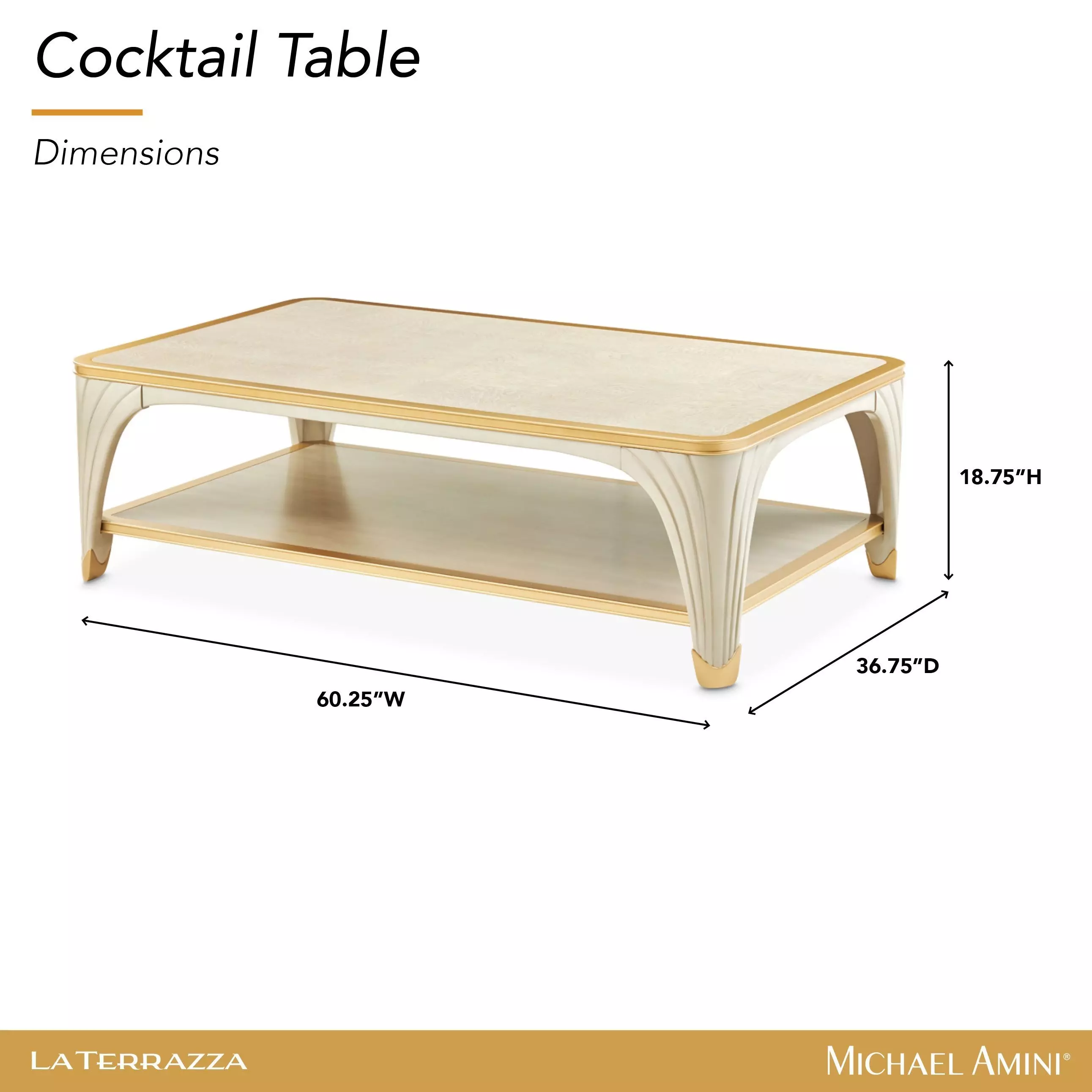 La Terrazza Silver Mist Rectangular Cocktail Table