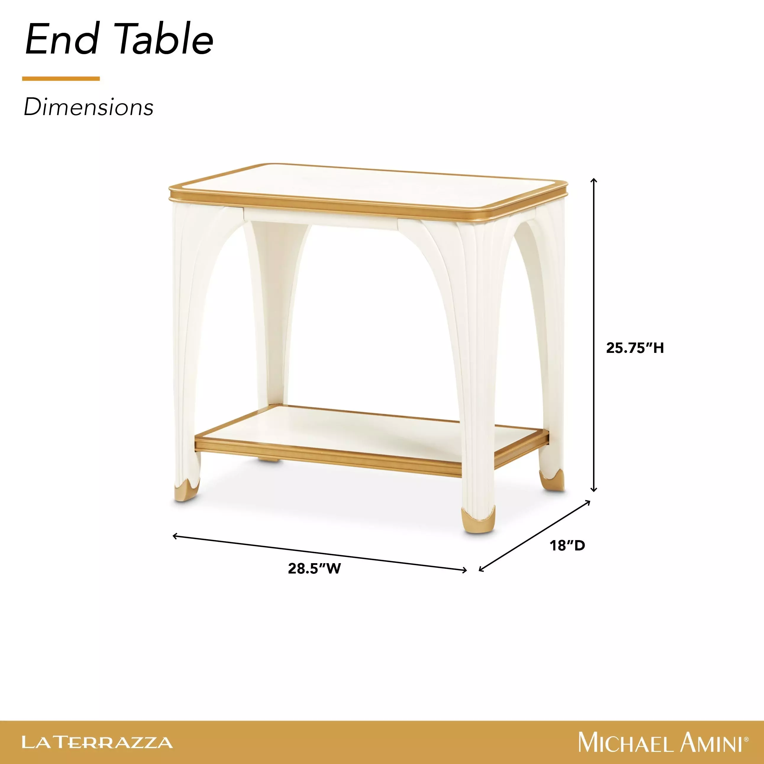 La Terrazza Creamy Pearl Rectangular End Table