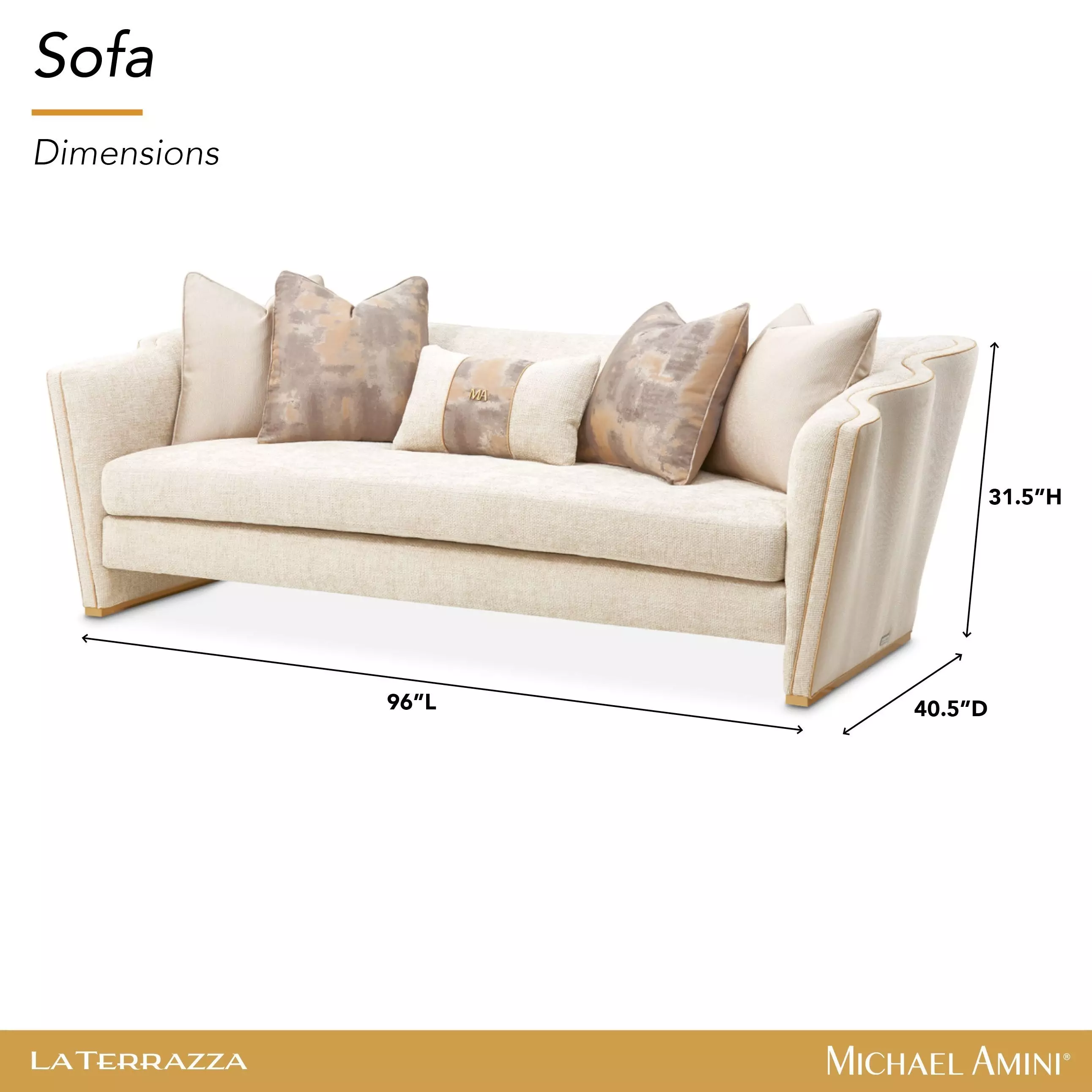 La Terrazza Cappuccino and Light Champagne 96" Sofa