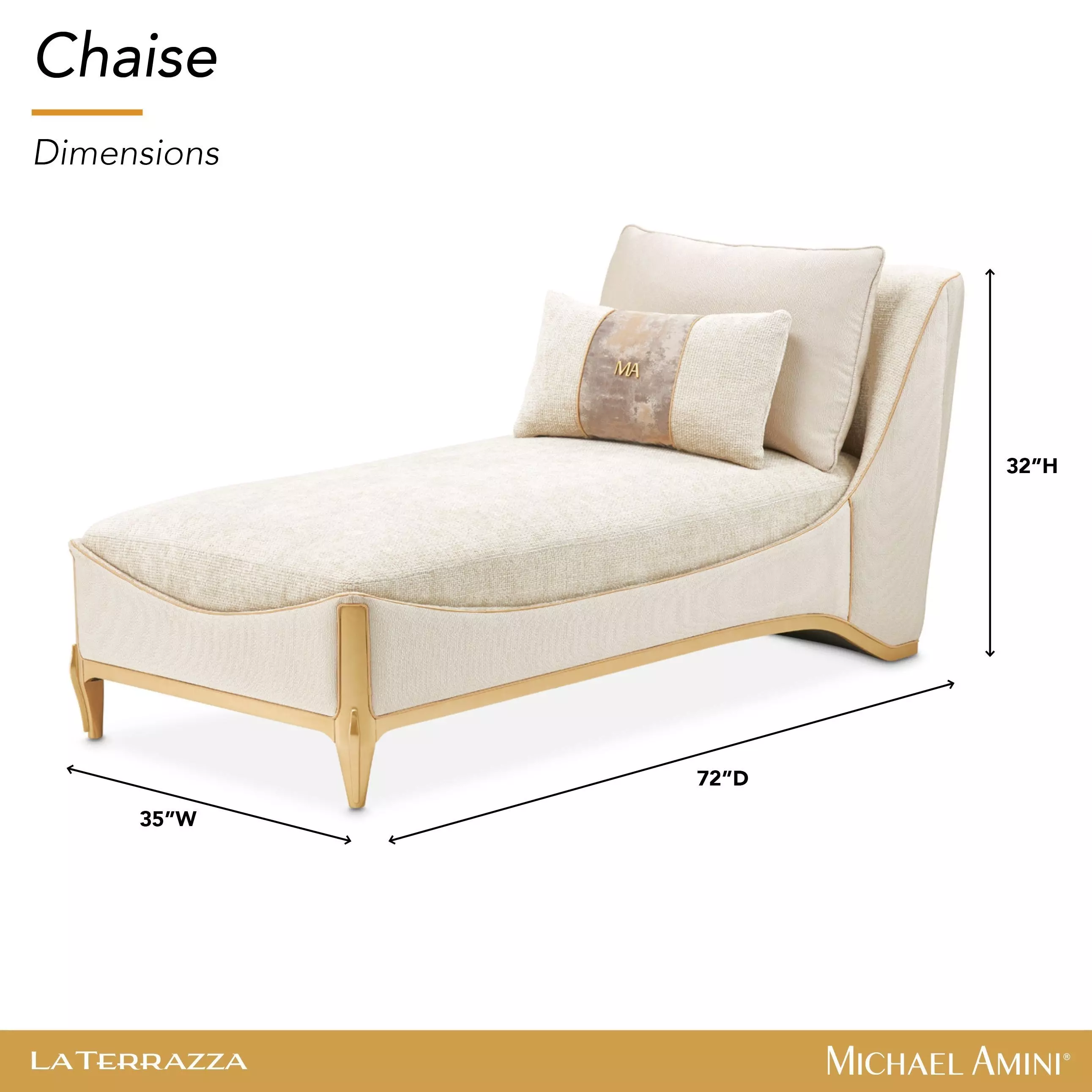 La Terrazza Cappuccino and Light Champagne 35" Chaise