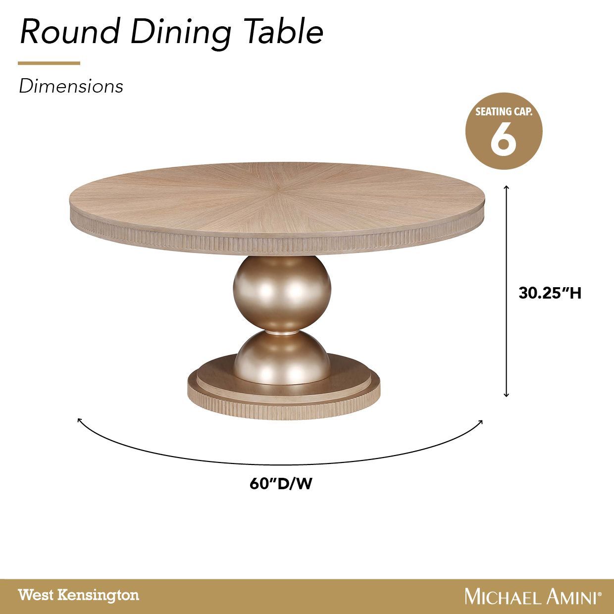 West Kensington Sea Salt Caramel 60" Round Dining Table