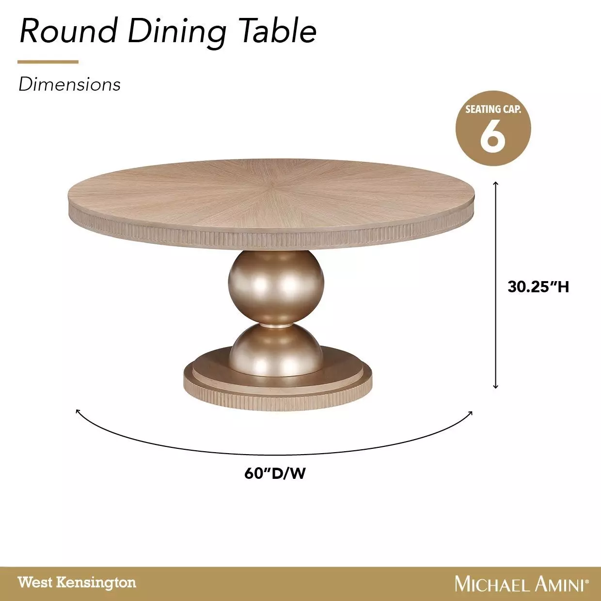 West Kensington Sea Salt Caramel 60" Round Dining Table