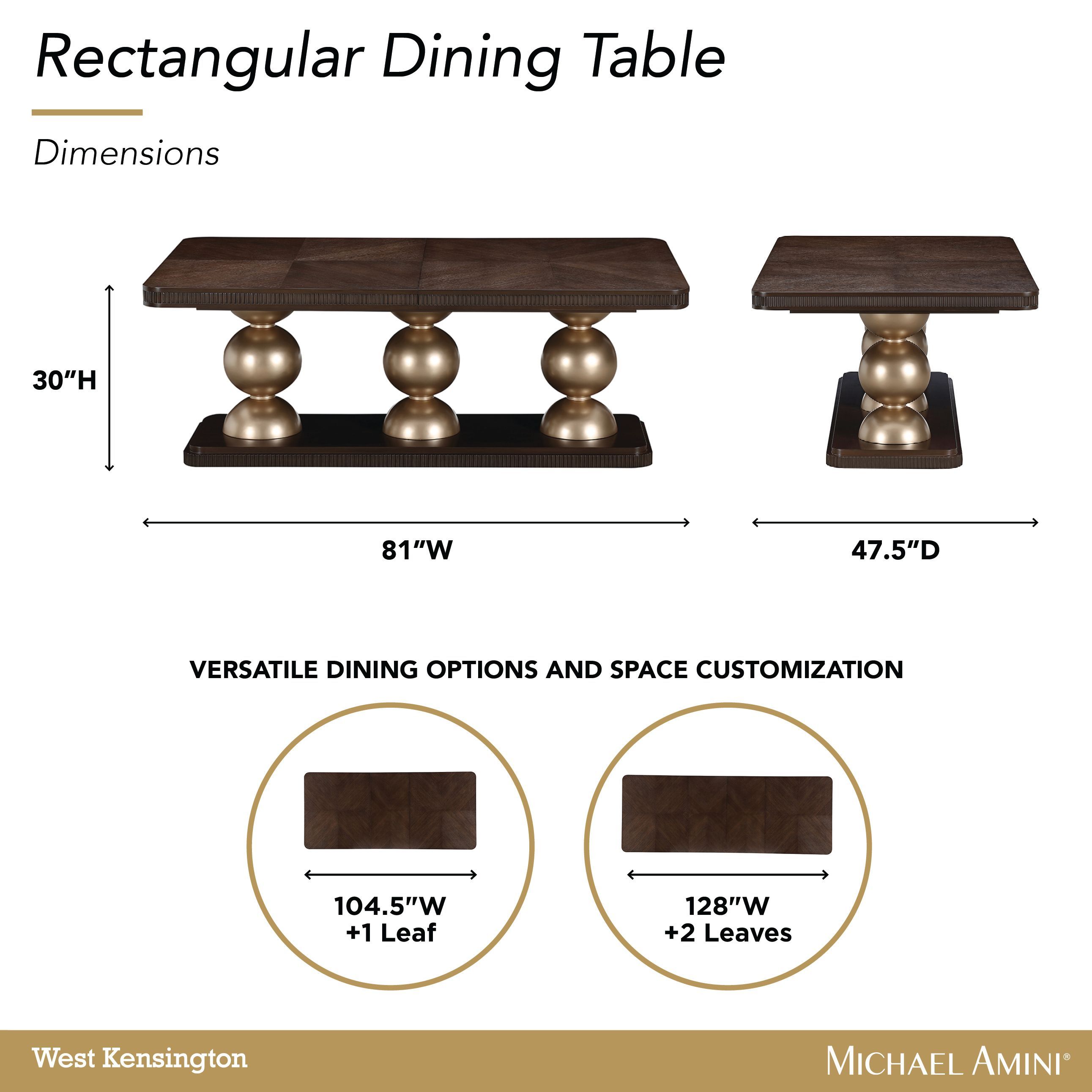 West Kensington Medium Espresso 128" Extendable Rectangular Dining Table