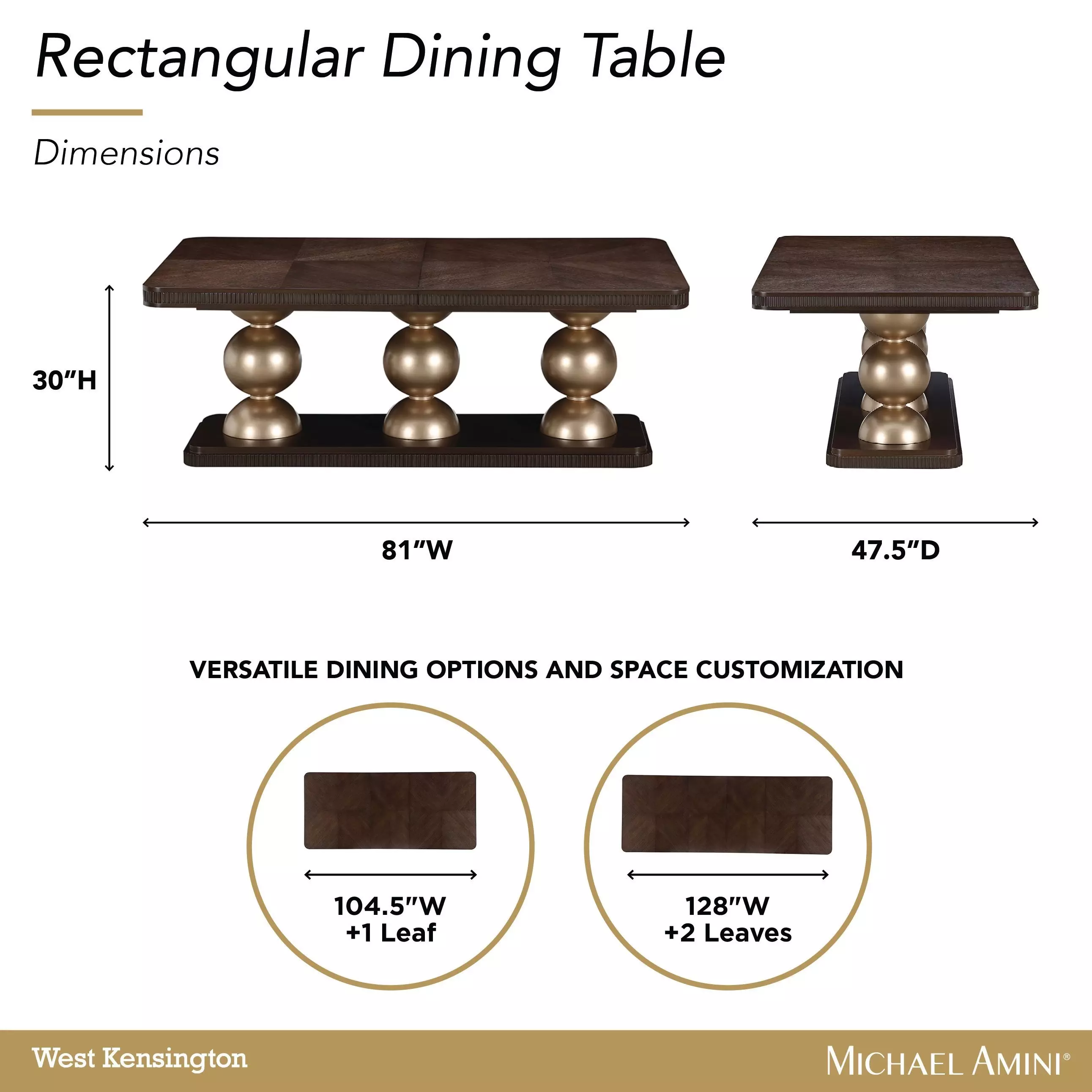 West Kensington Medium Espresso 128" Extendable Rectangular Dining Table
