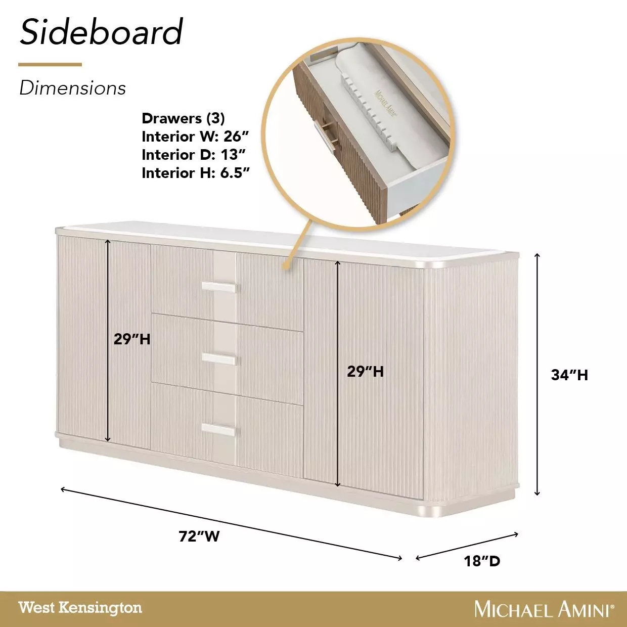 West Kensington Sea Salt Caramel 2 Door Sideboard with LED