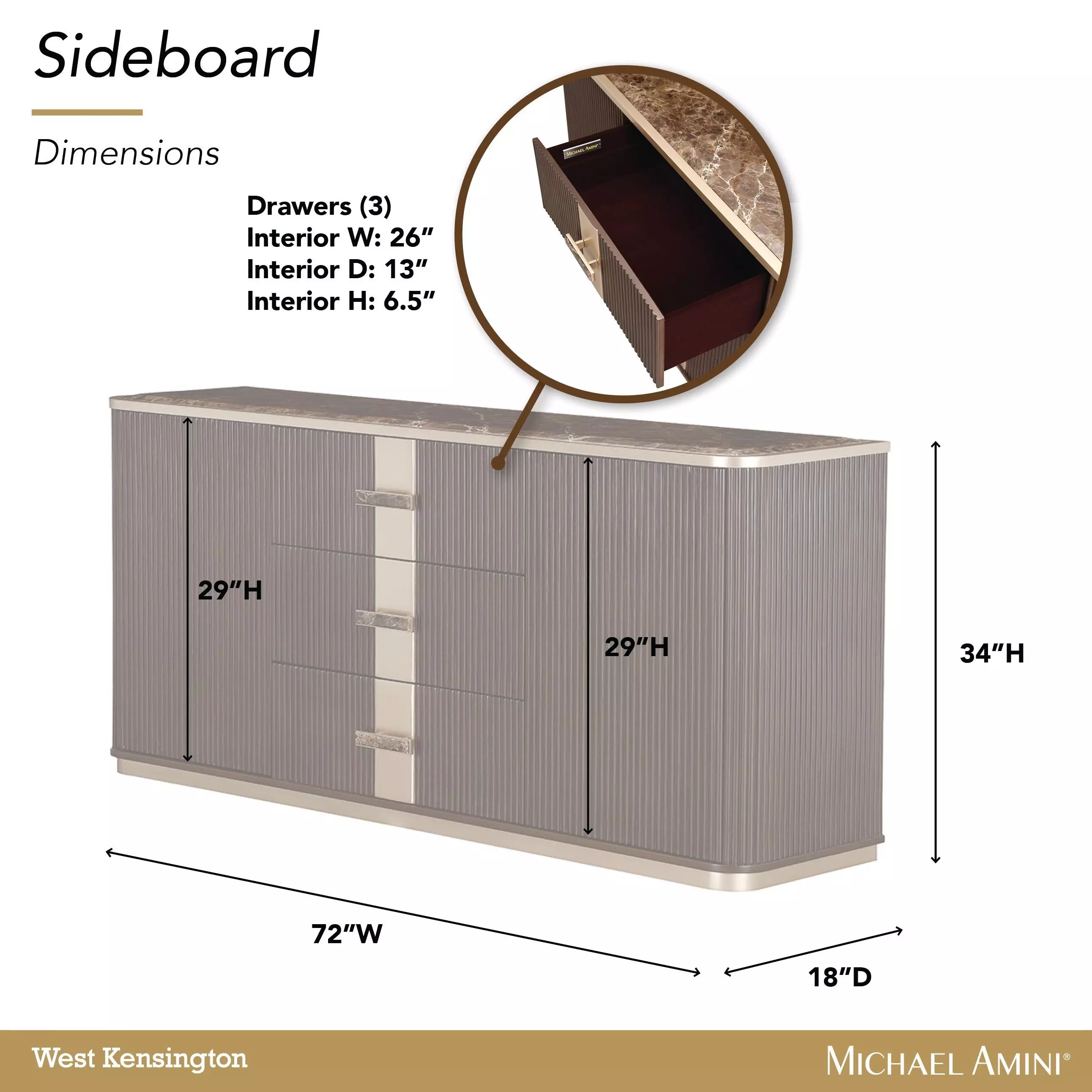 West Kensington Medium Espresso 2 Door Sideboard with LED