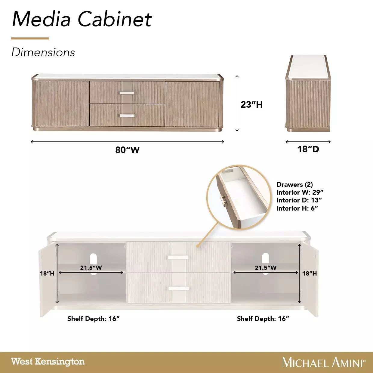 West Kensington Sea Salt Caramel 80" TV Stand