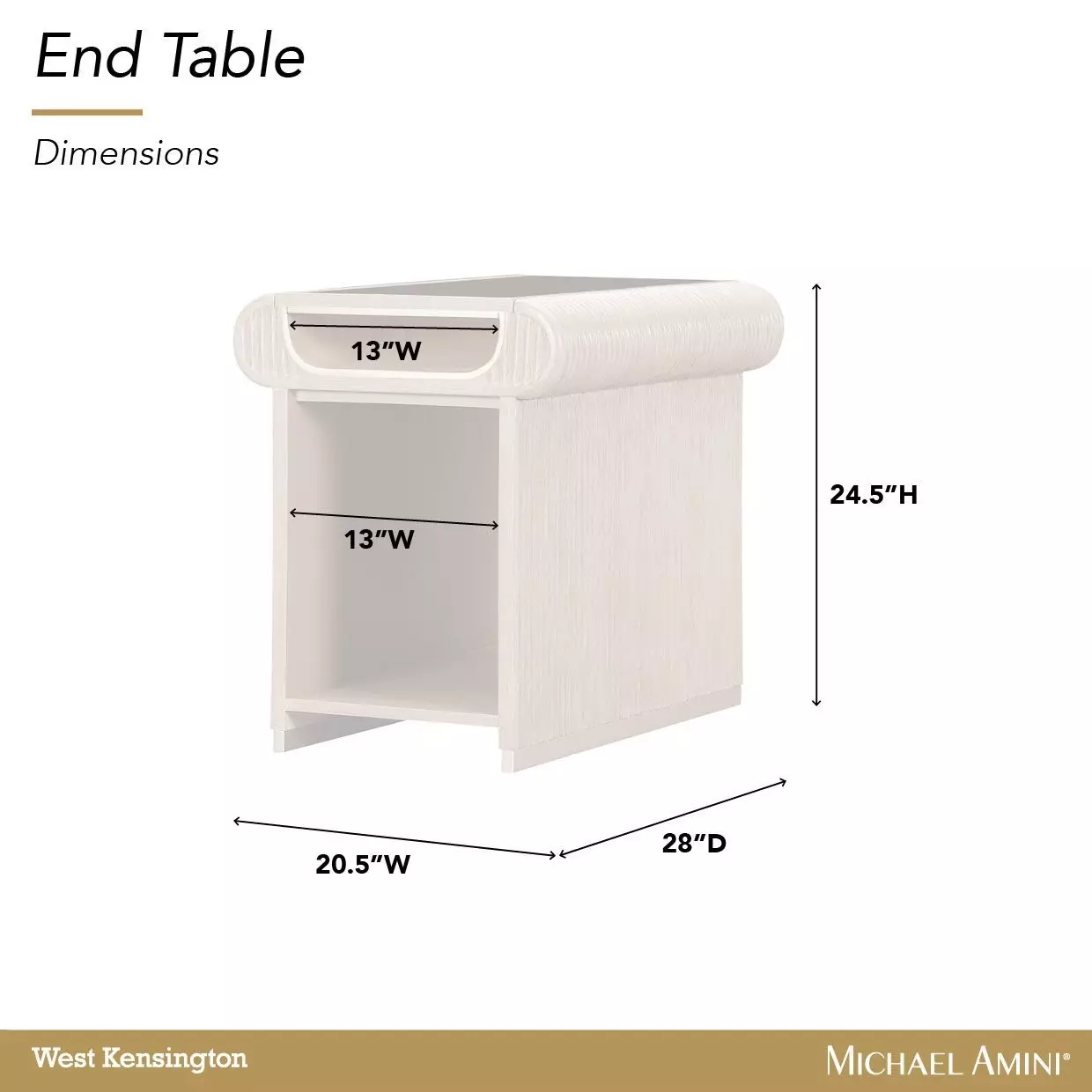 West Kensington Sea Salt Caramel Rectangular End Table