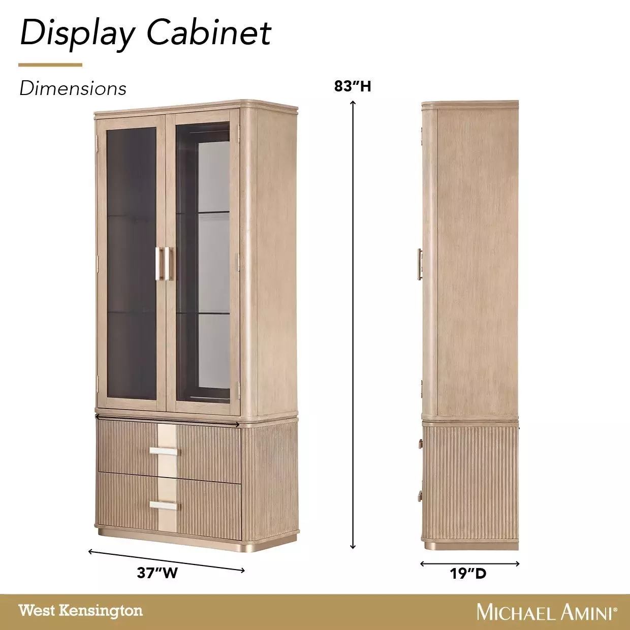 West Kensington Sea Salt Caramel 2 Door Display Cabinet
