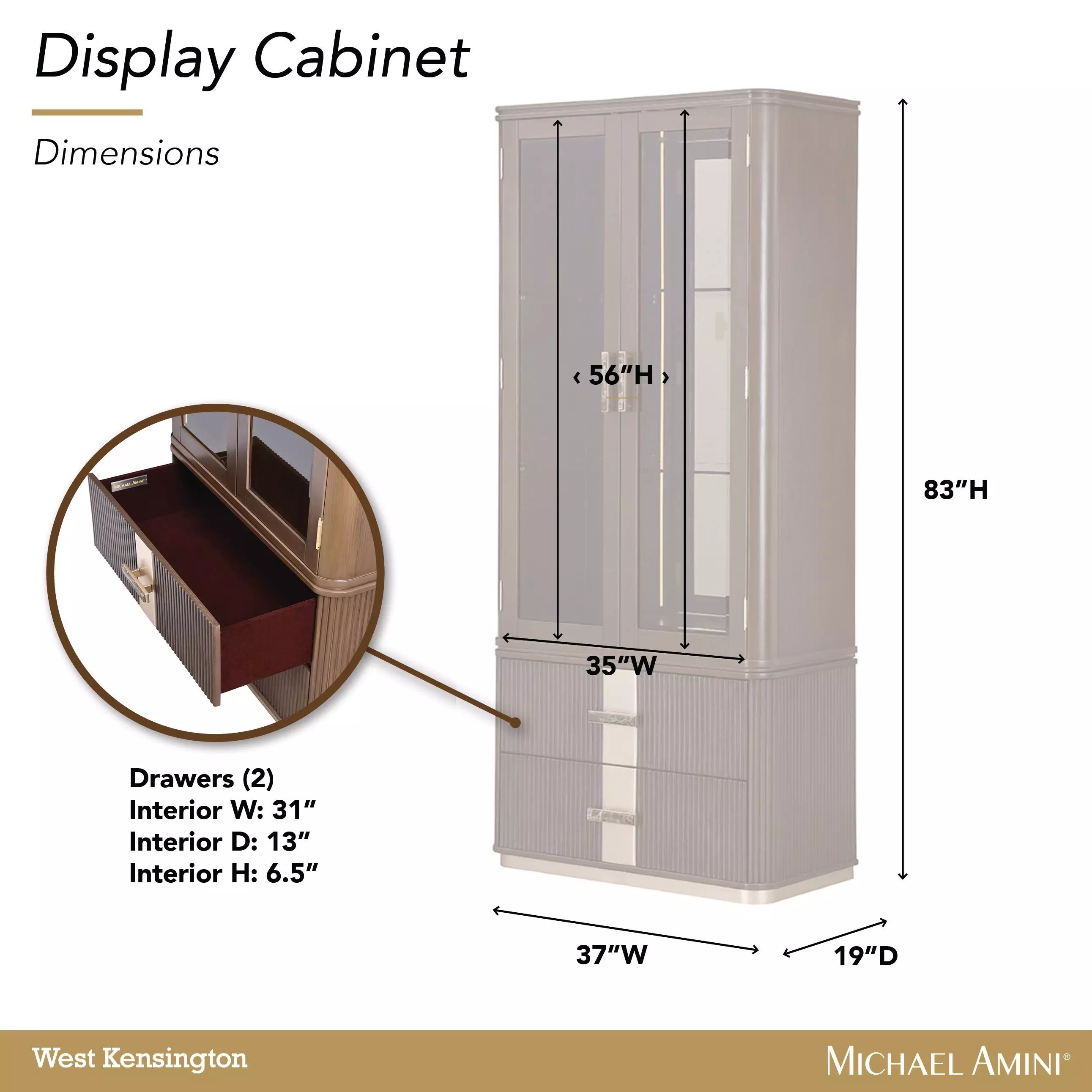 West Kensington Medium Espresso 2 Door Display Cabinet