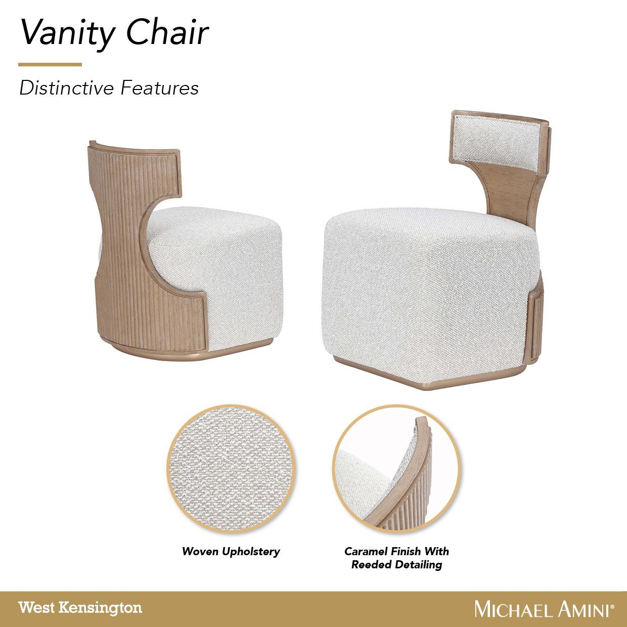West Kensington Buff and Sea Salt Caramel Upholstered Vanity Chair