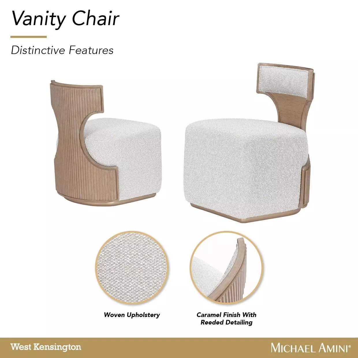West Kensington Buff and Sea Salt Caramel Upholstered Vanity Chair
