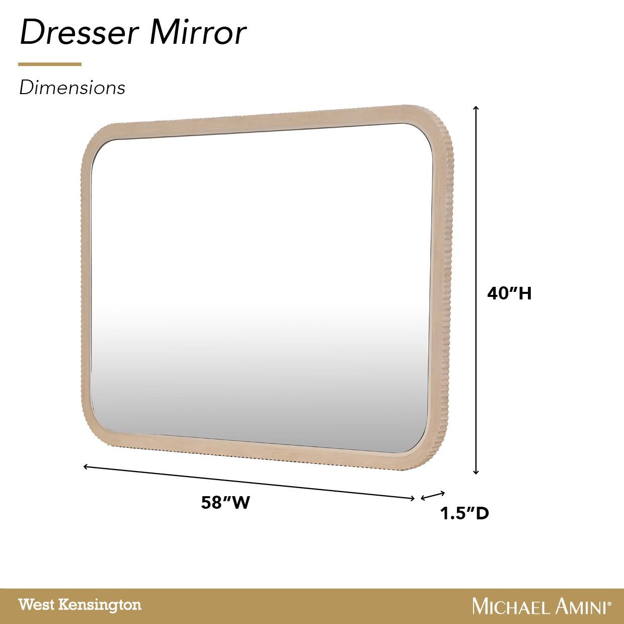 West Kensington Sea Salt Caramel Rectangular Dresser Mirror