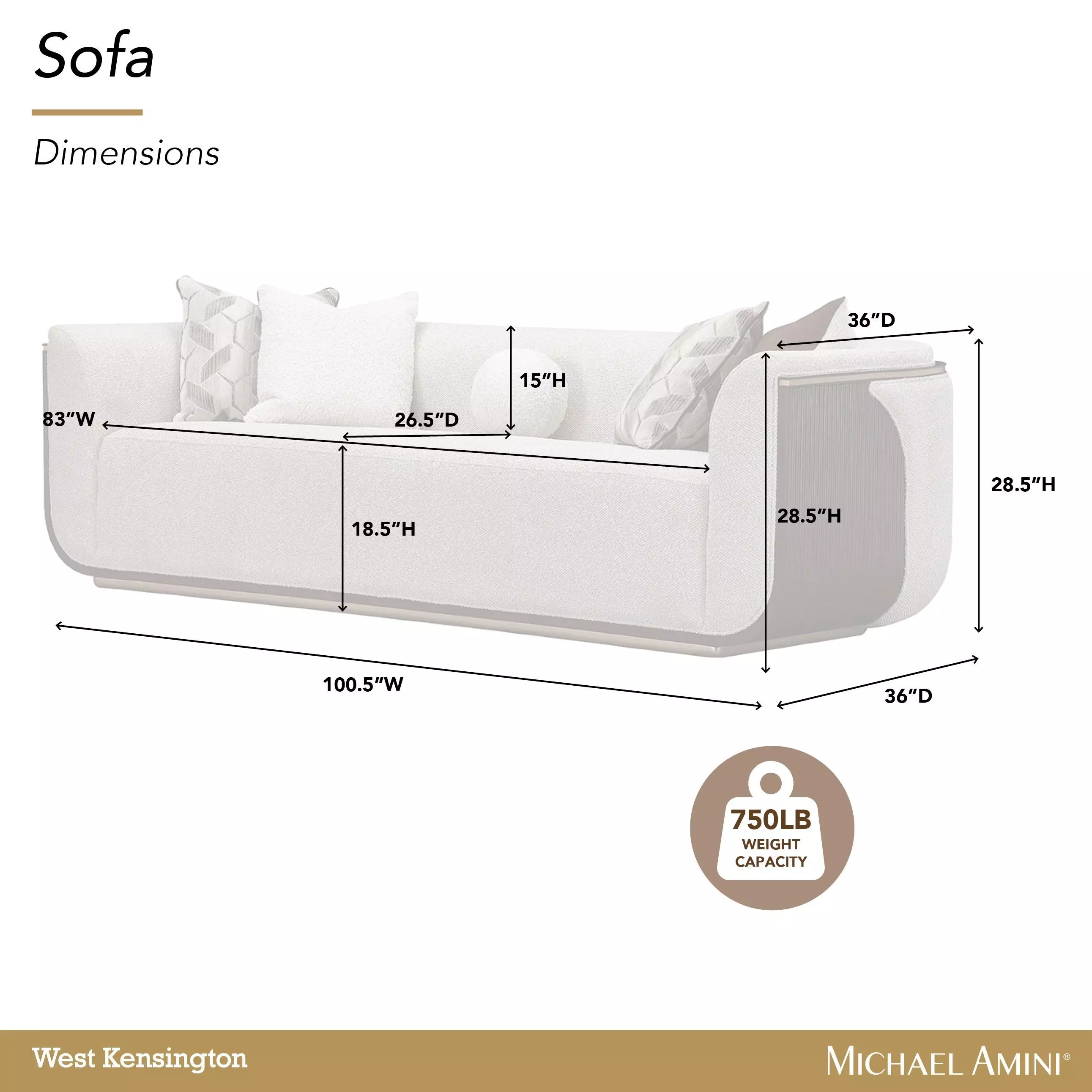 West Kensington Buff and Medium Espresso 100" Sofa