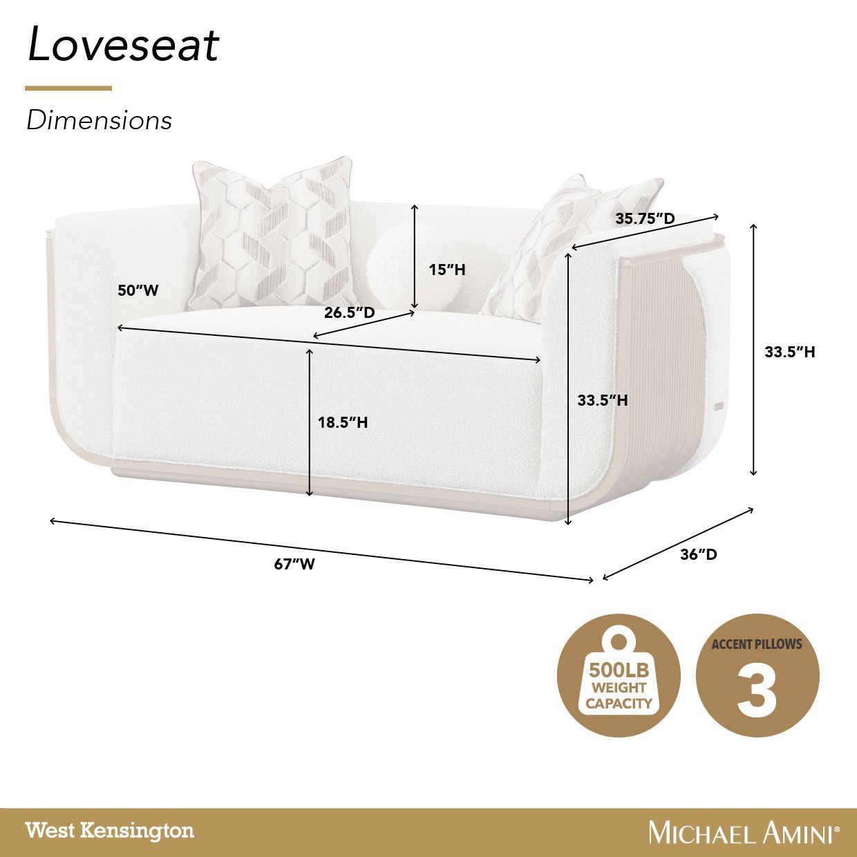 West Kensington Buff and Sea Salt Caramel 69" Loveseat