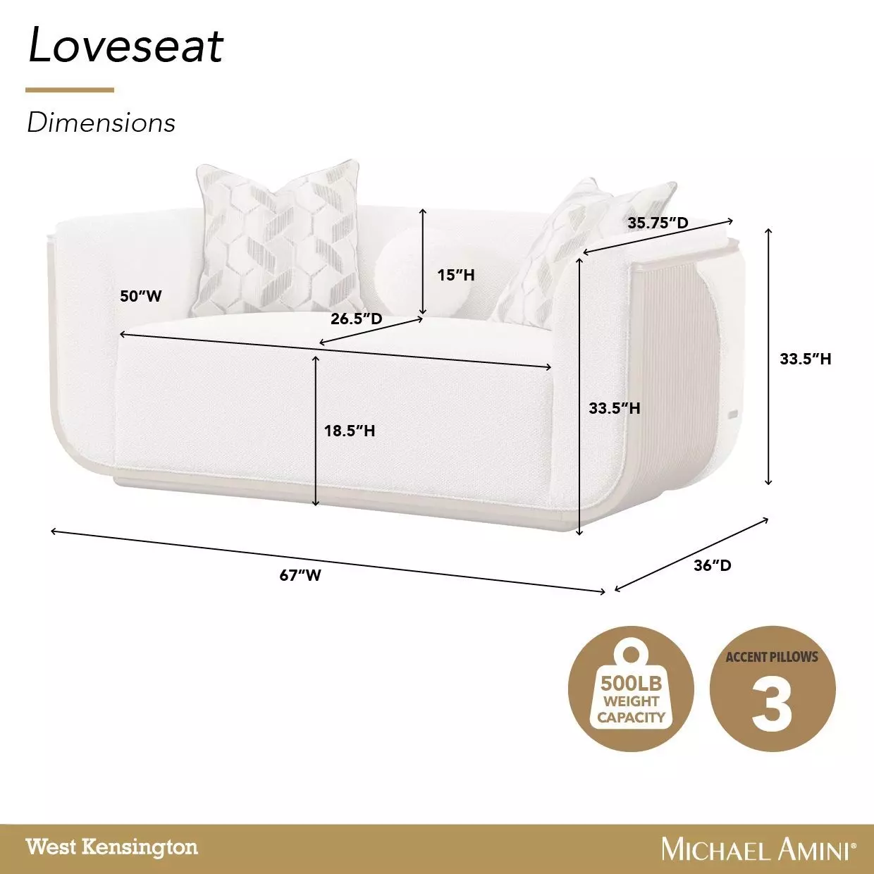 West Kensington Buff and Sea Salt Caramel 69" Loveseat