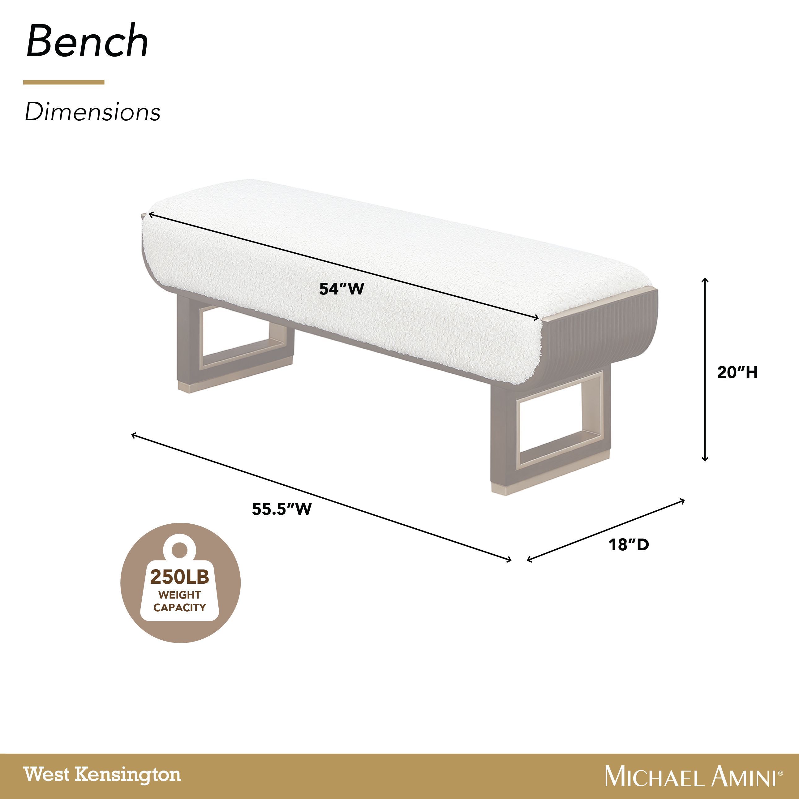 West Kensington Cream Puff and Medium Espresso Bed Bench