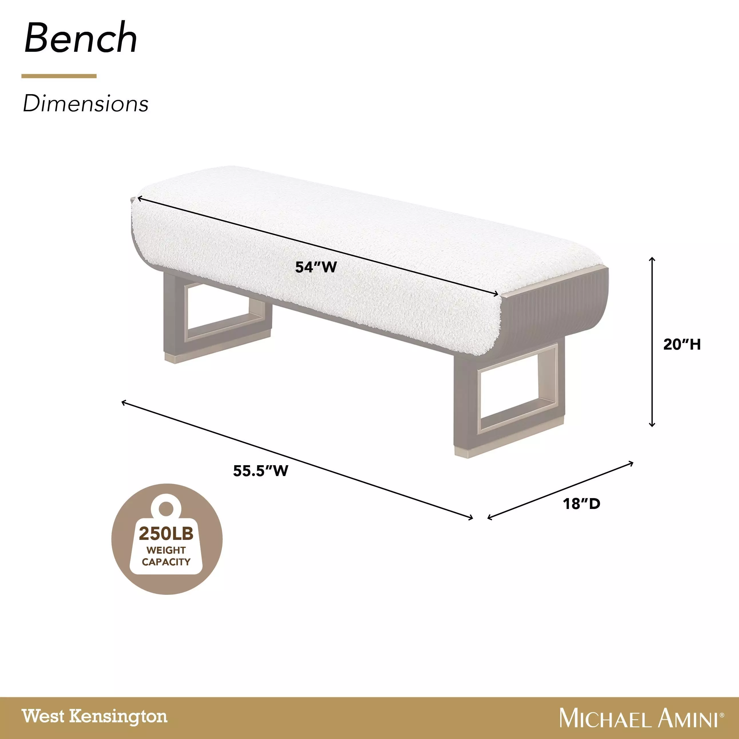 West Kensington Cream Puff and Medium Espresso Bed Bench