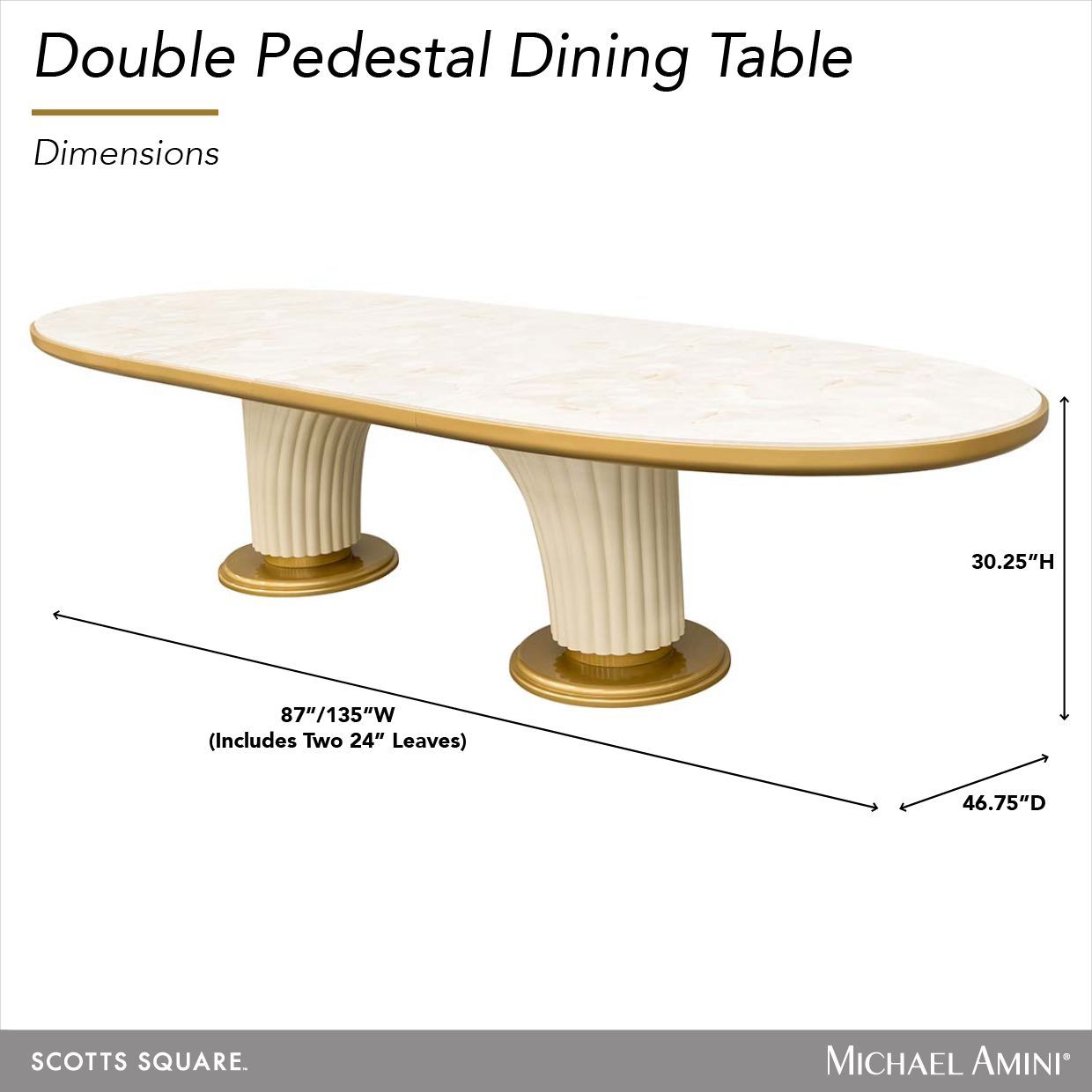 Scotts Square Light Champagne 135" Extendable Oval Dining Table