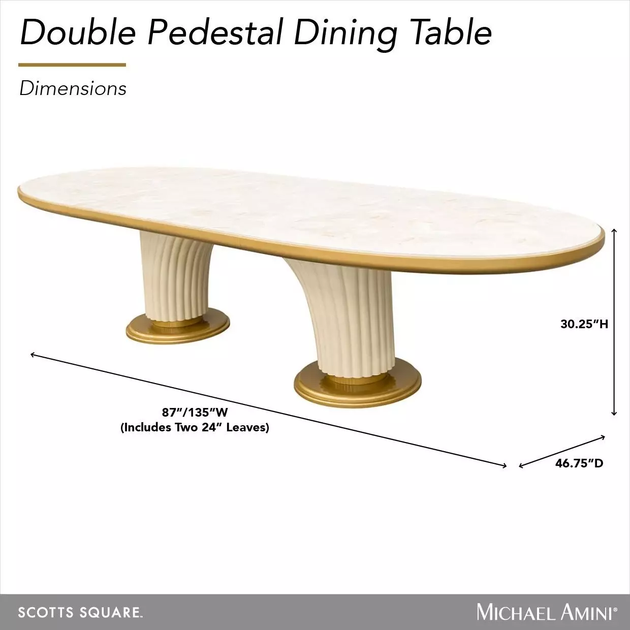 Scotts Square Light Champagne 135" Extendable Oval Dining Table