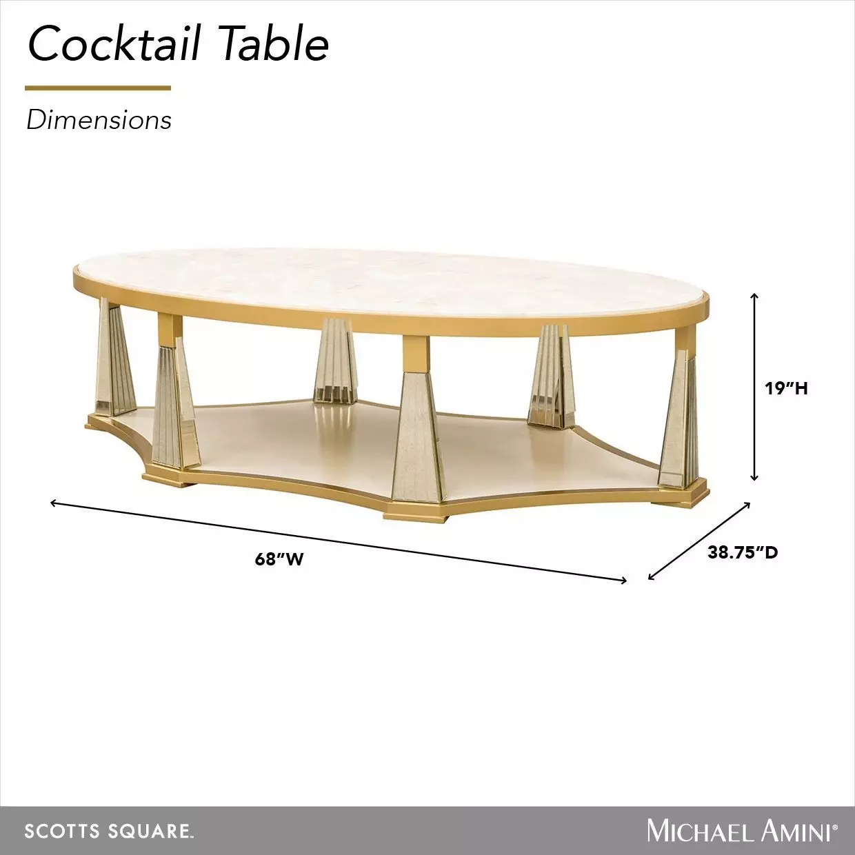 Scotts Square Light Champagne Oval Cocktail Table