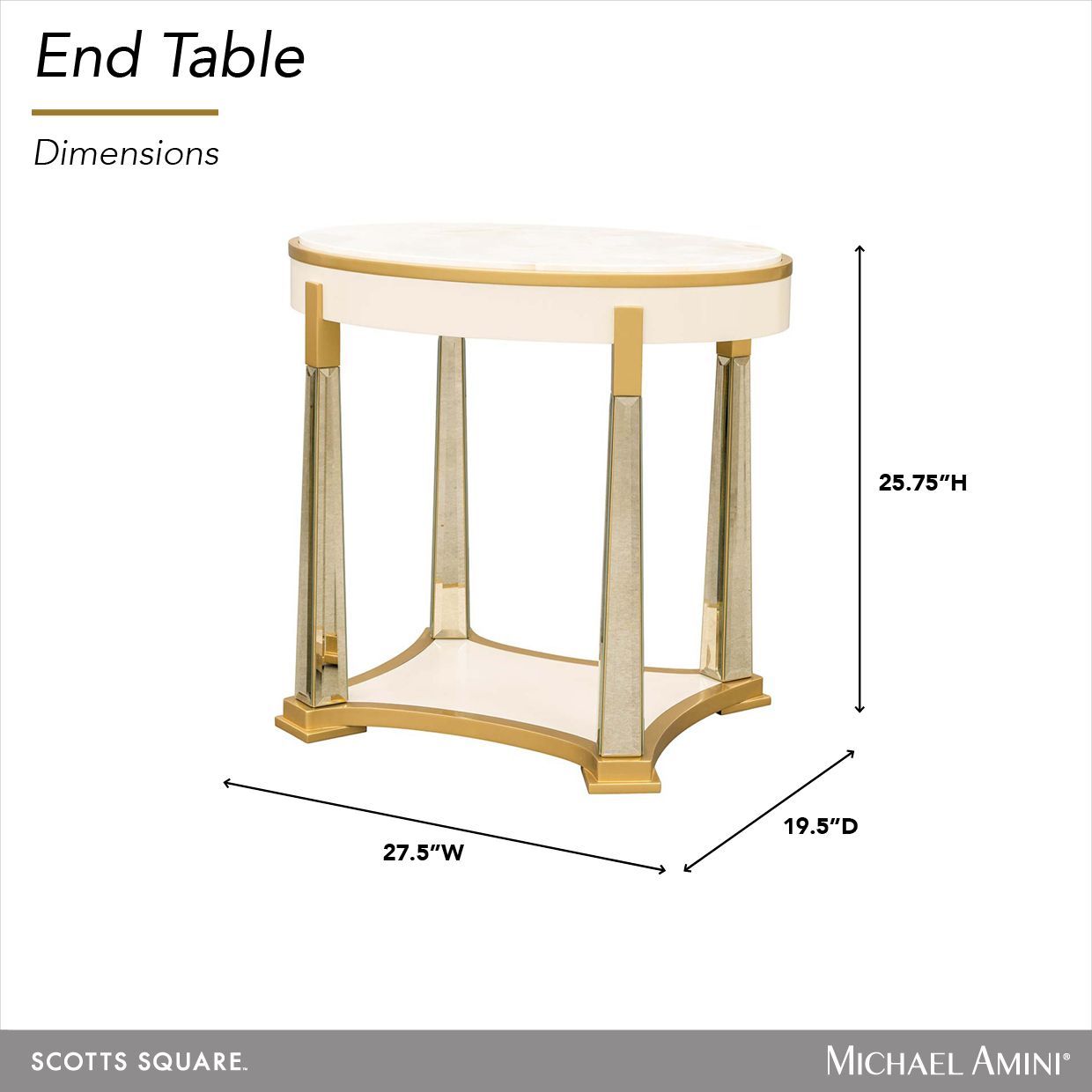 Scotts Square Light Champagne Oval End Table