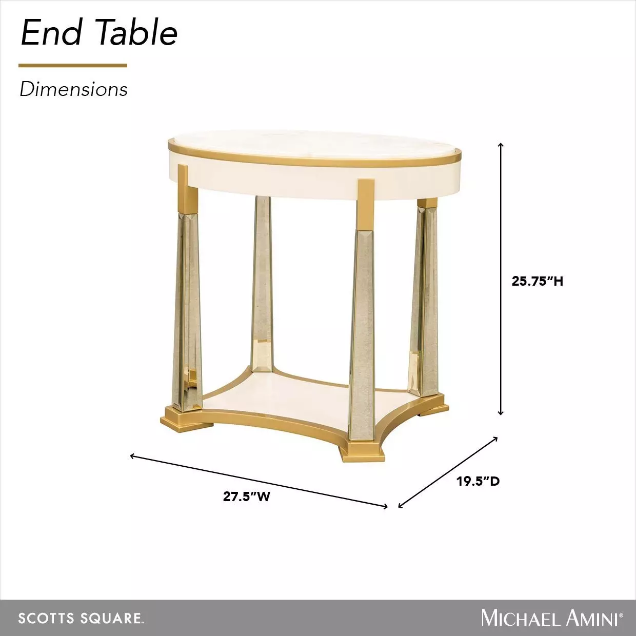 Scotts Square Light Champagne Oval End Table
