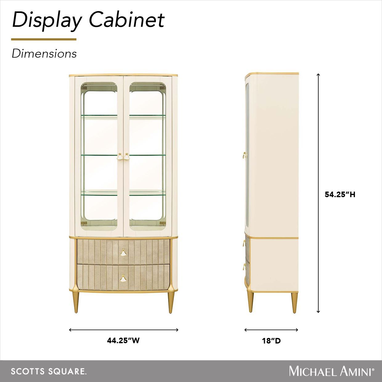 Scotts Square Light Champagne 2 Door Display Cabinet