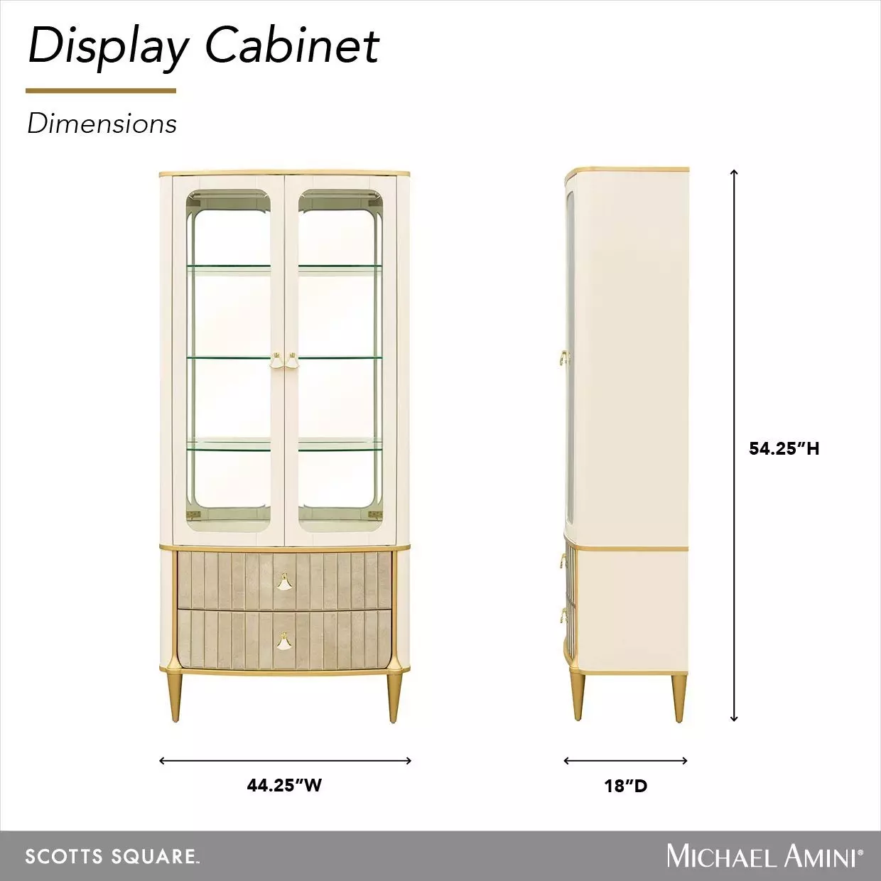 Scotts Square Light Champagne 2 Door Display Cabinet
