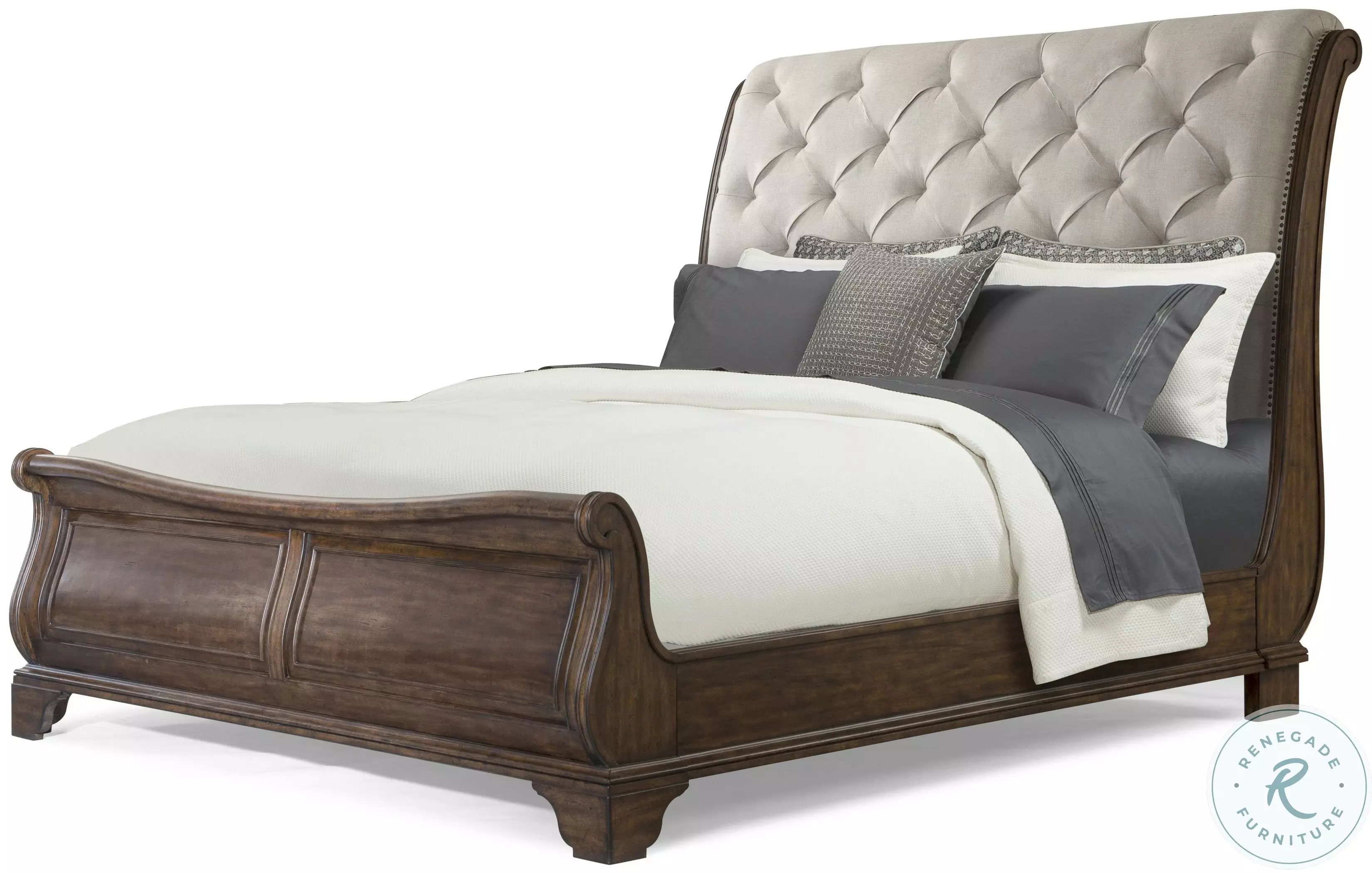 Trisha Yearwood Home Coffee King Upholstered Sleigh Bed From