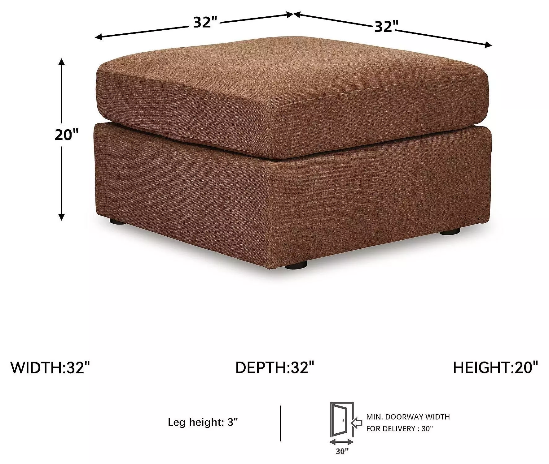 Modmax Spice Performance Fabric Oversized Accent Ottoman