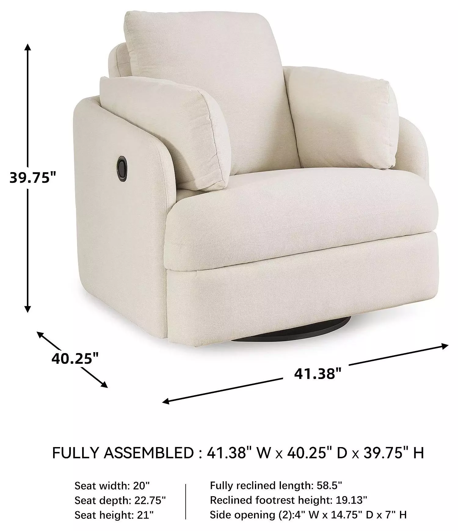 Modmax Oyster Performance Fabric Swivel Glider Recliner
