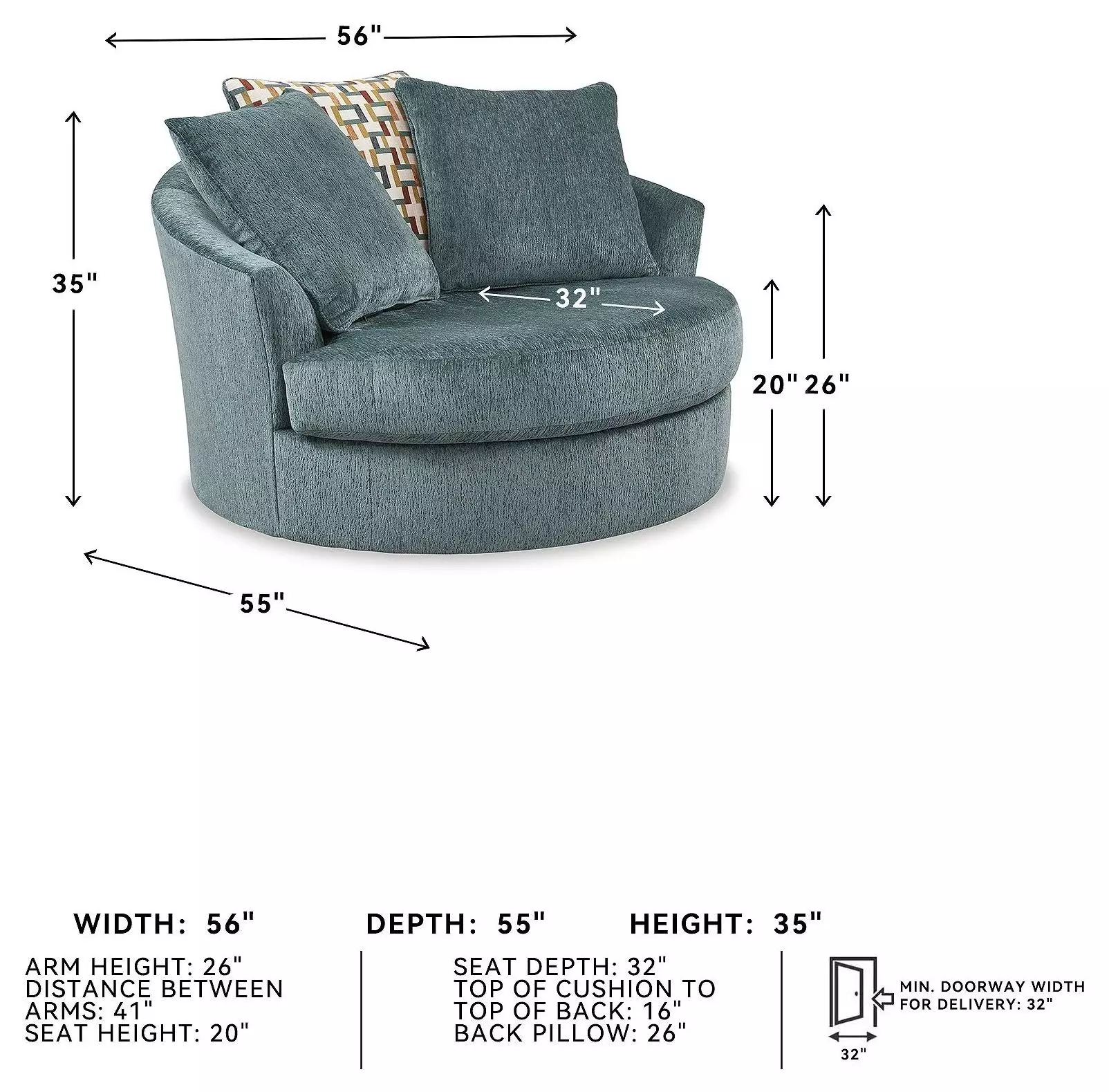 Laylabrook Teal Swivel Accent Chair