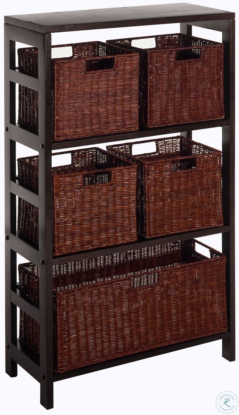 storage shelf baskets on Leo 7 Piece Storage Cabinet With 6 Baskets From Winsomewood Coleman Furniture