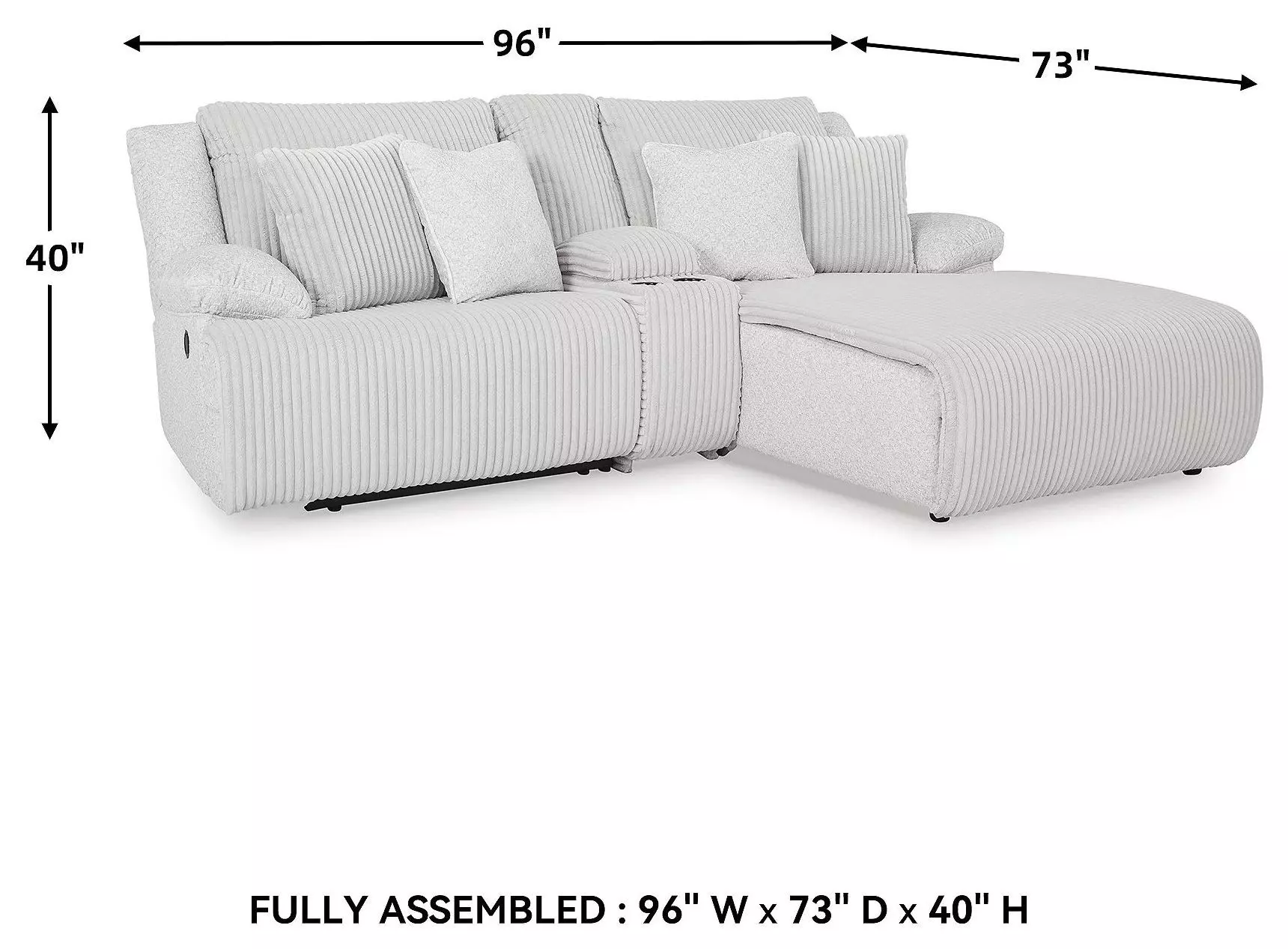 Top Tier Alloy Modular Reclining 3 Piece Sectional Sofa with RAF Chaise