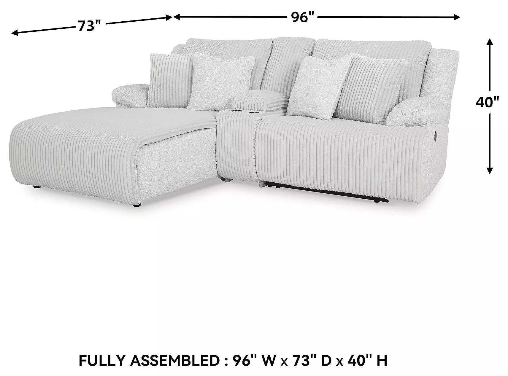 Top Tier Alloy Modular Reclining 3 Piece Sectional Sofa with LAF Chaise