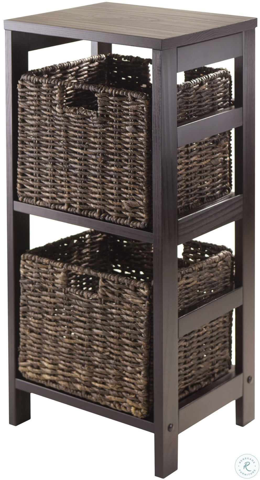 storage shelf baskets on Granville Espresso 5 Piece Storage Tower Shelf With 4 Foldable Baskets From Winsomewood Coleman Furniture
