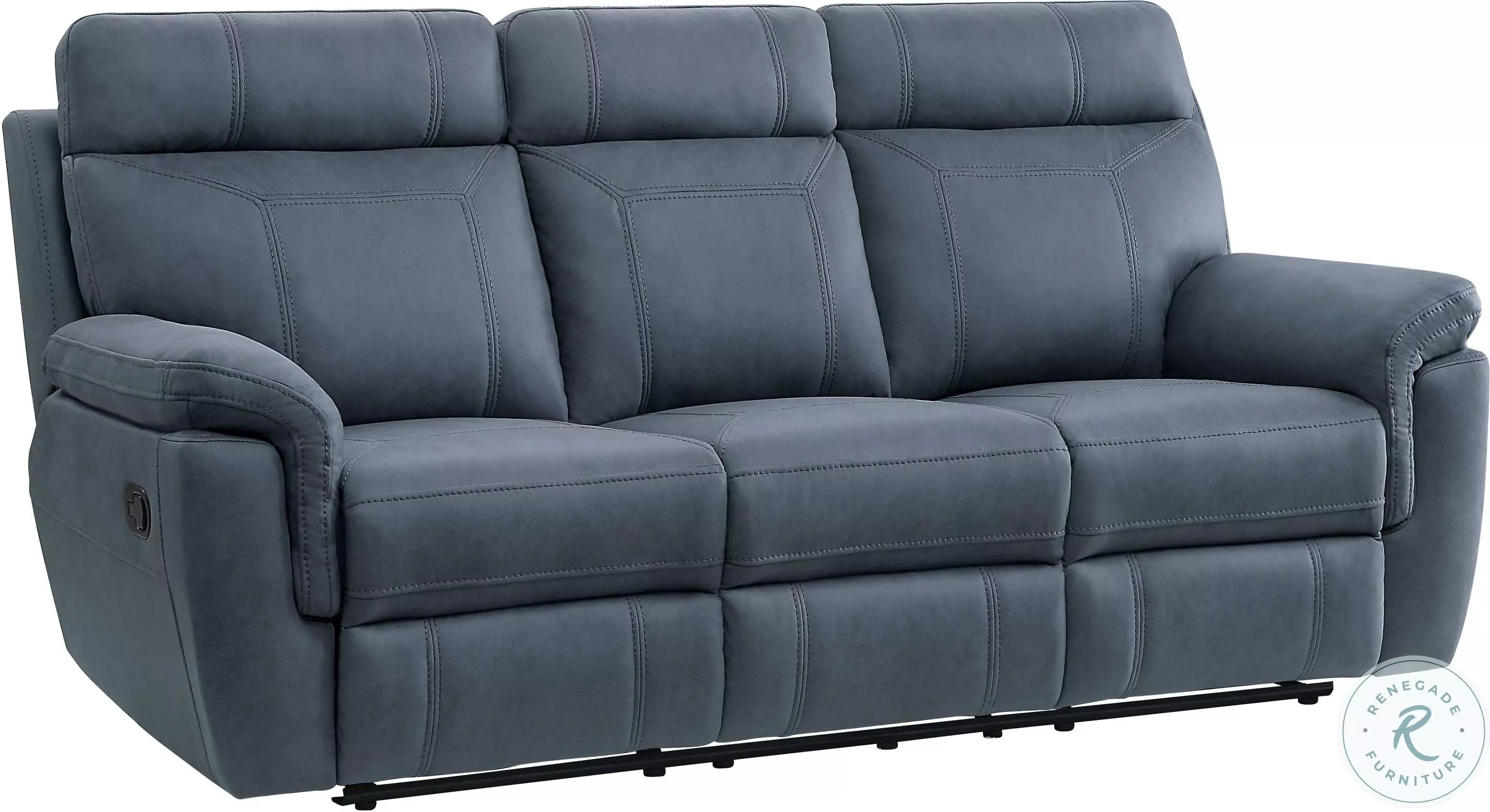 Clifton Blue Double Reclining Sofa With Drop Down Cup Holders From