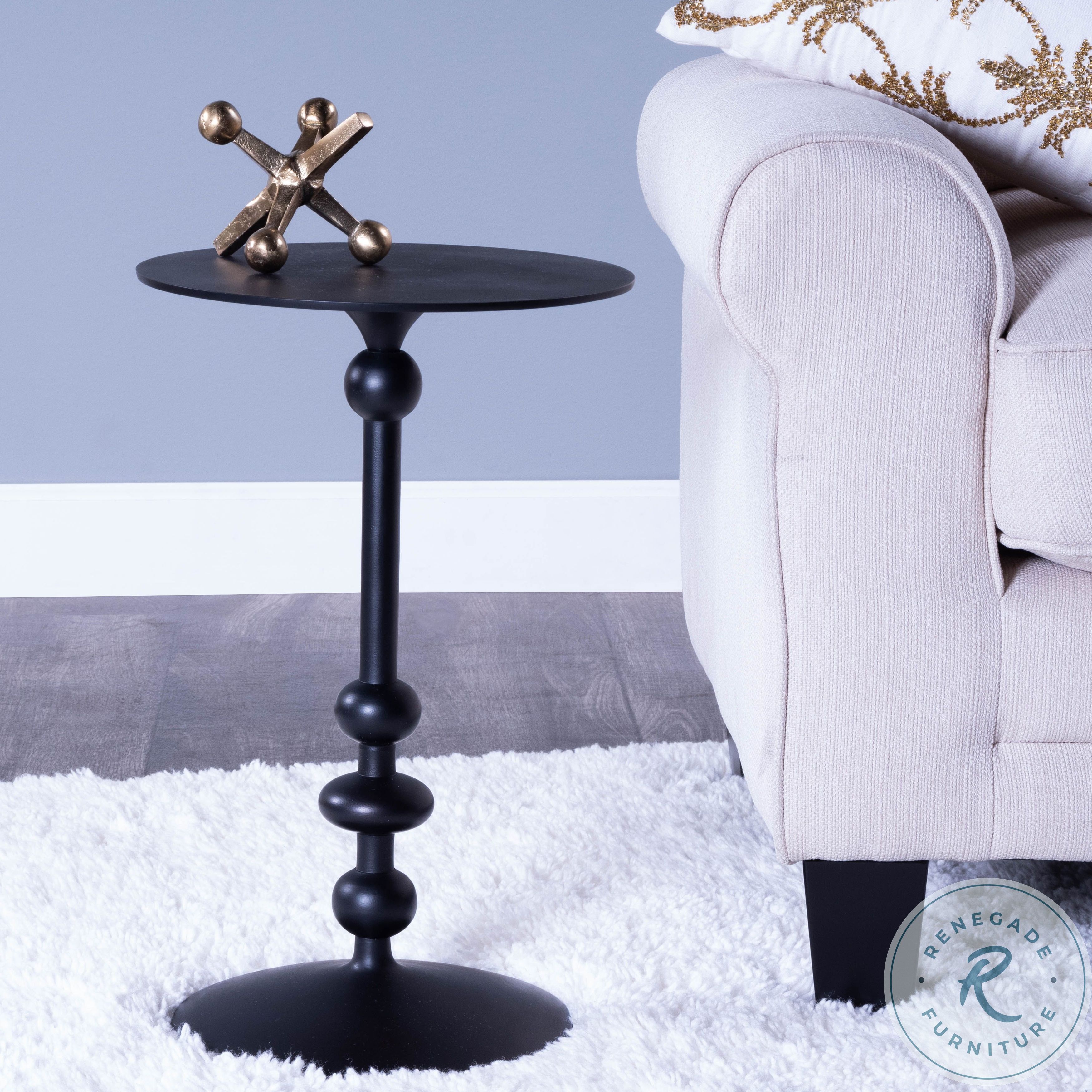 Zora Black Iron Pedestal End Table from Butler Coleman Furniture