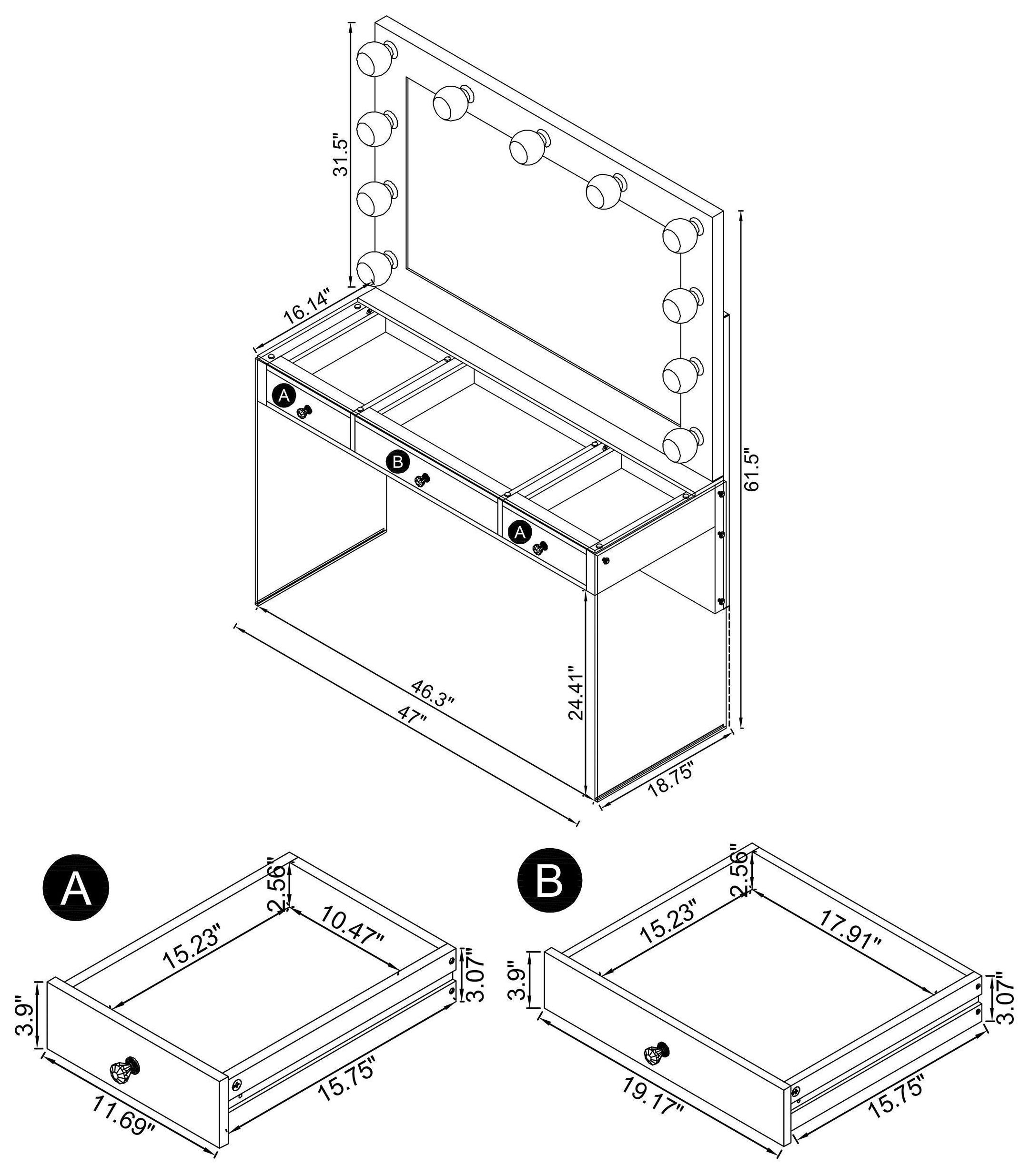 Afshan Grey High Gloss Vanity Desk
