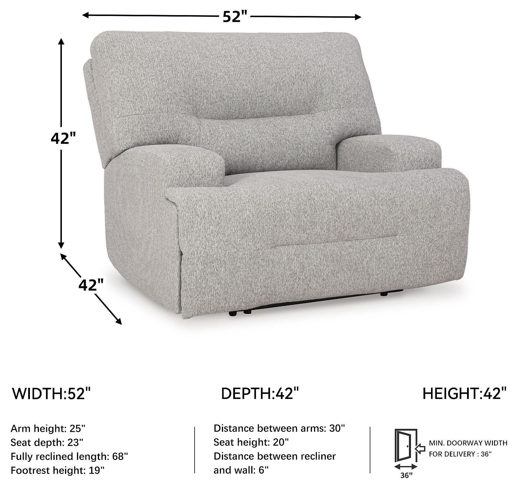 Acklen Place Pewter Performance Fabric Power Recliner