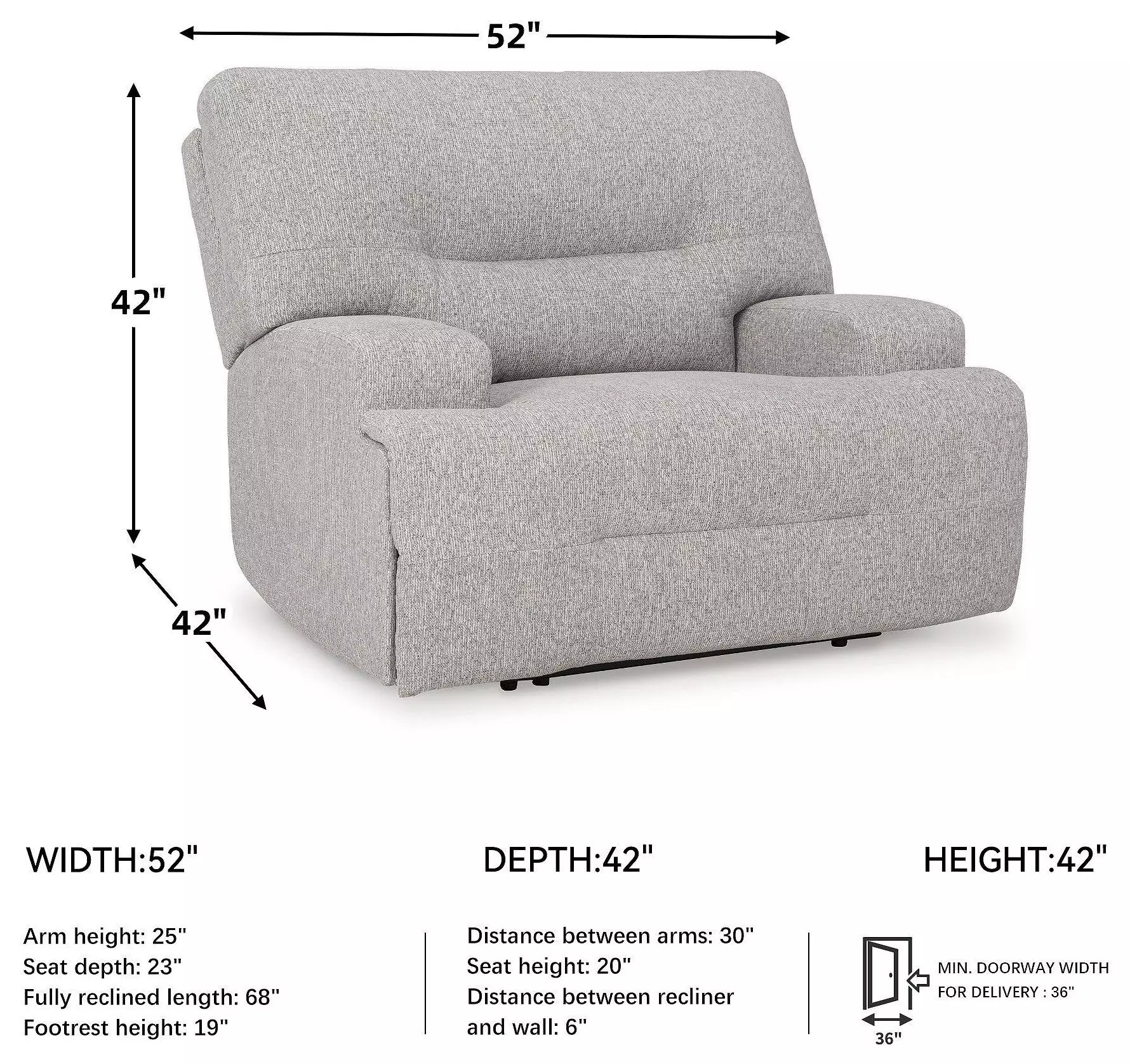 Acklen Place Pewter Performance Fabric Power Recliner