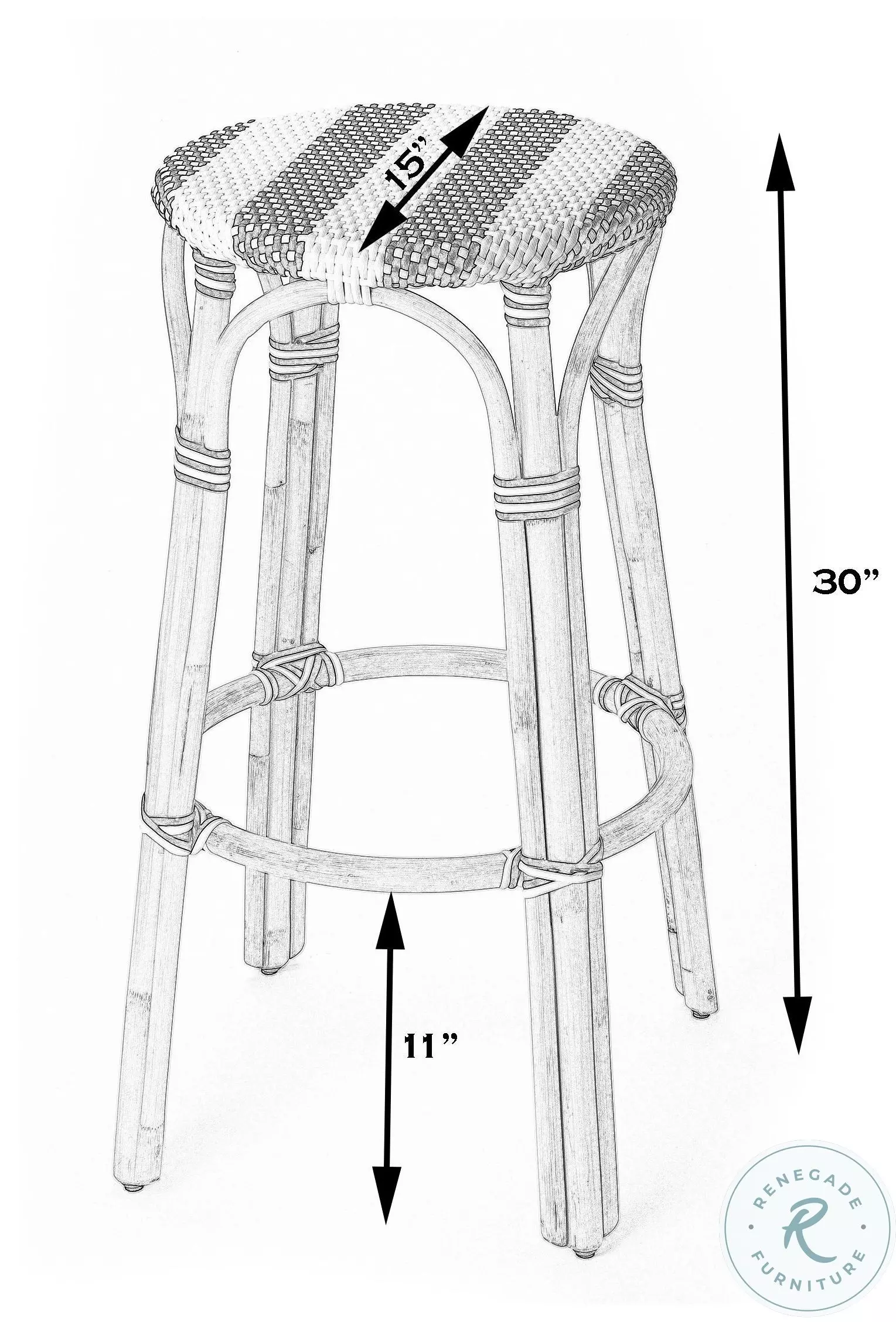 Tobias Brown Rattan Performance Fabric Bar Stool