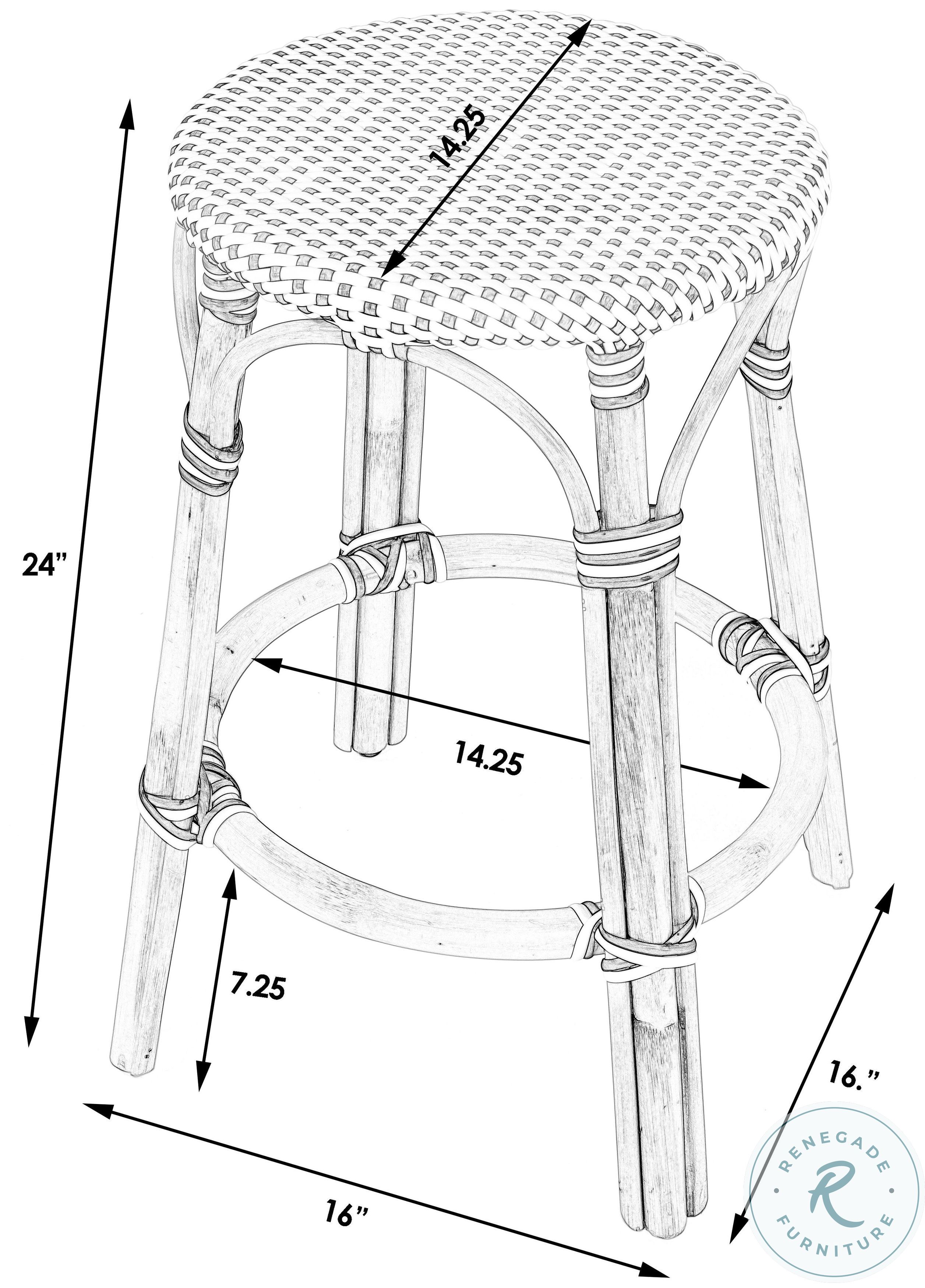 Tobias Navy And Cottage White Rattan Counter Height Stool From Butler