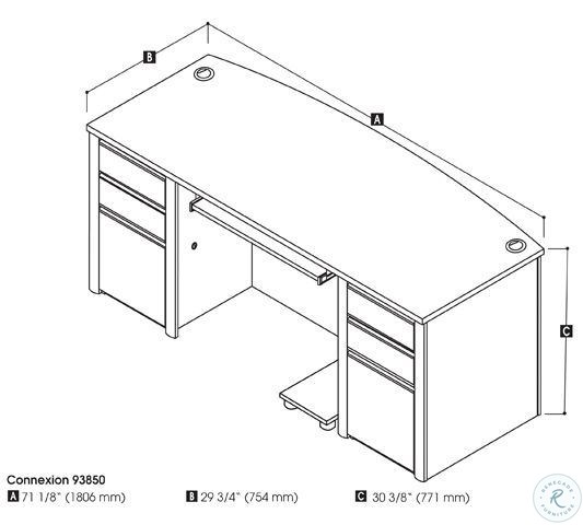 Bestar Connexion 72-Inch Executive Desk Bundle - Slate & Sandstone Finish With Pedestals & Chair - View #9
